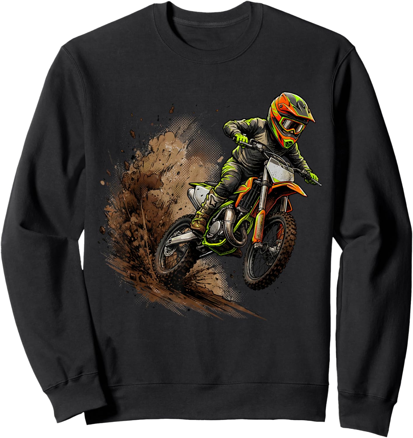 Dirt Bike Art Rider Motocross Motorcycle Dirtbike Boys Kids Sweatshirt - Sweatshirt | Black