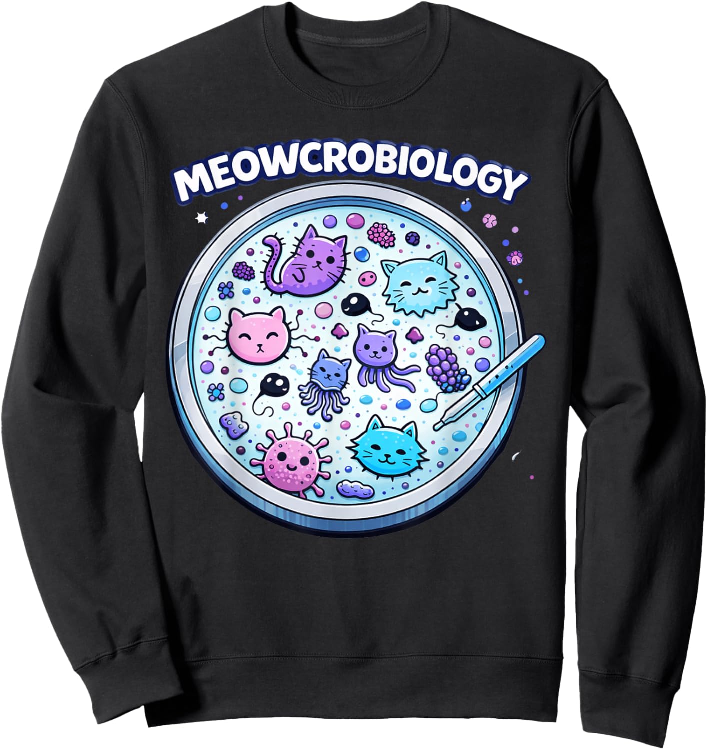 Wissenschaftliche Grafik von Meowcrobiology Cute Cat Sweatshirt - Sweatshirt | Black
