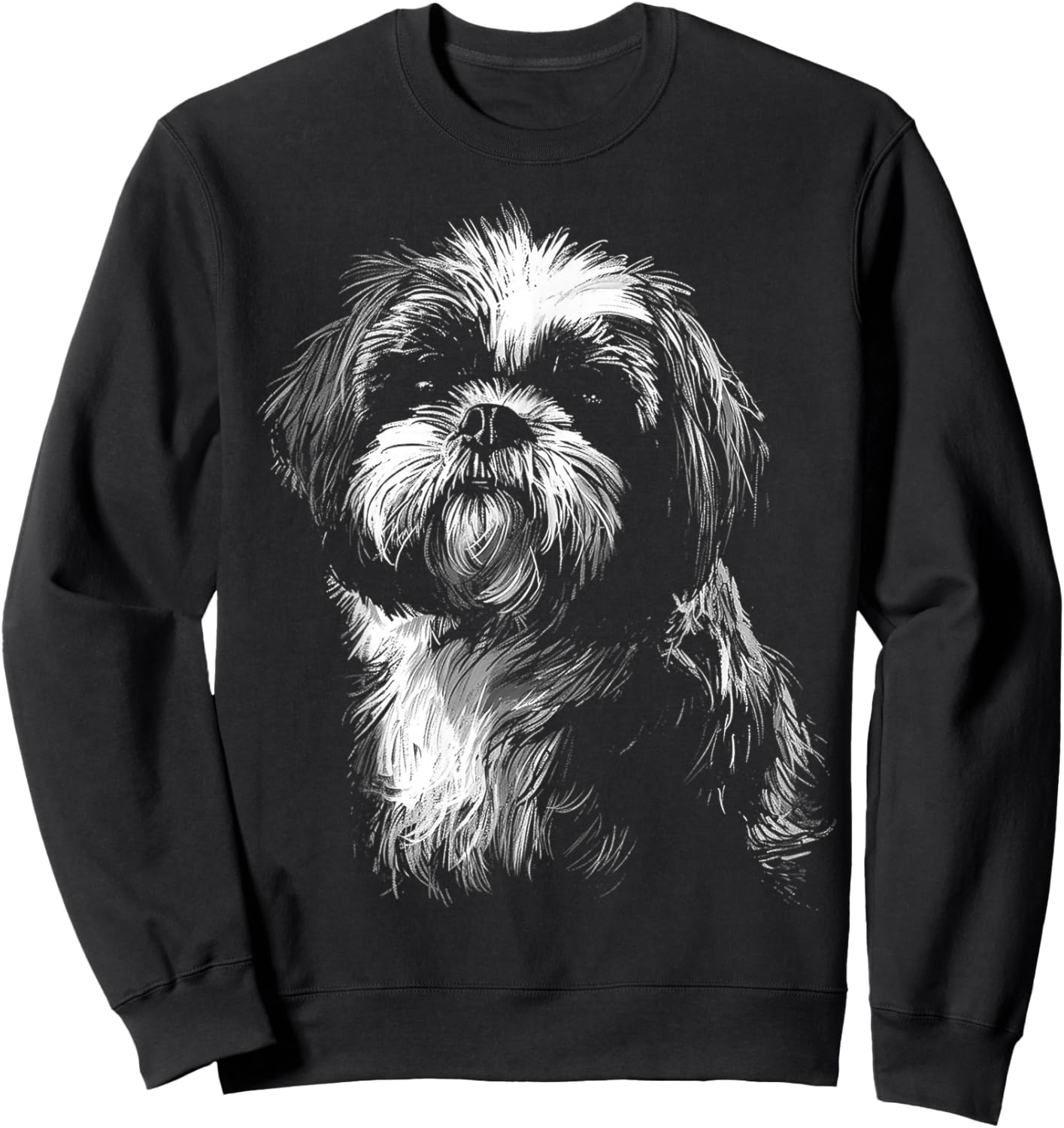 Shih Tzu Graphic Pet Illustration Dog Shih Tzu Sweatshirt - Sweatshirt | Black