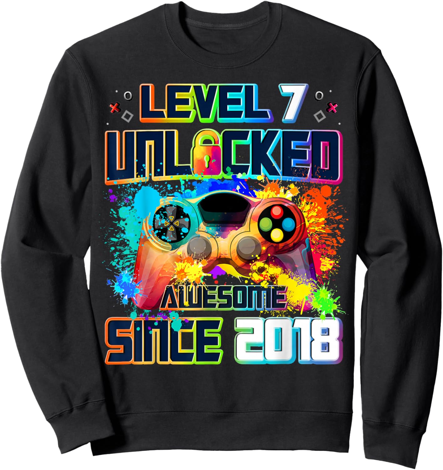 Level 7 Unlocked 7 Year Old Video Gamer 7th Birthday Gift Sweatshirt - Sweatshirt | Black