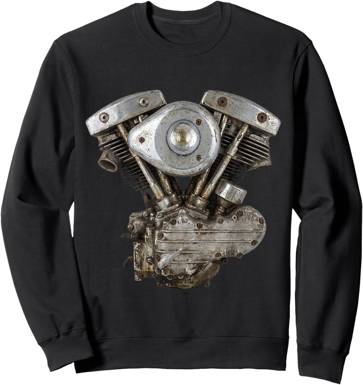 Gen Shovel Shovelhead V-Twin Motorcycle Engine Retro Sweatshirt - Sweatshirt | Black