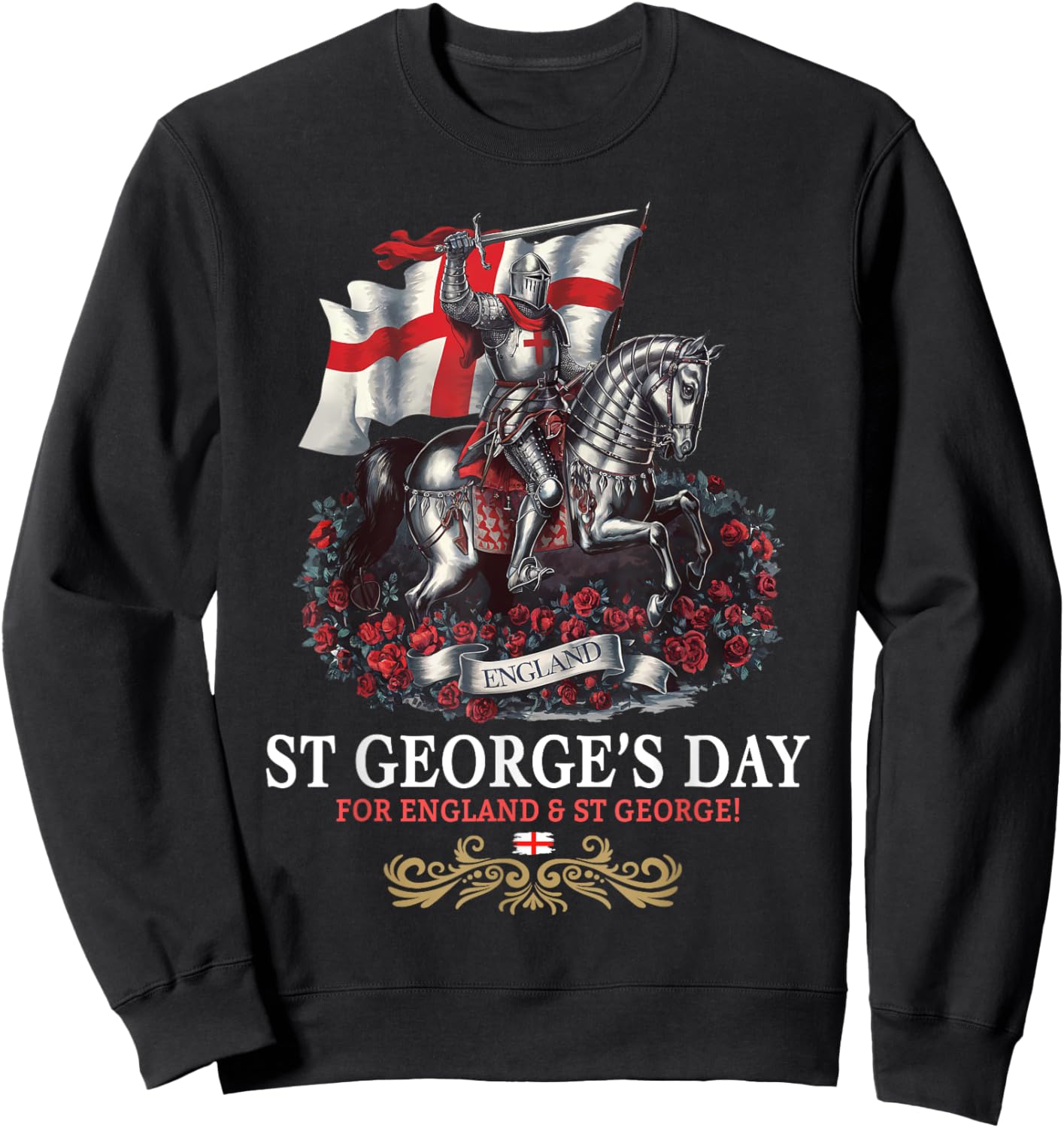 St Georges Day Outfit Idea Men & Knight Horse Saint George Sweatshirt - Sweatshirt | Black