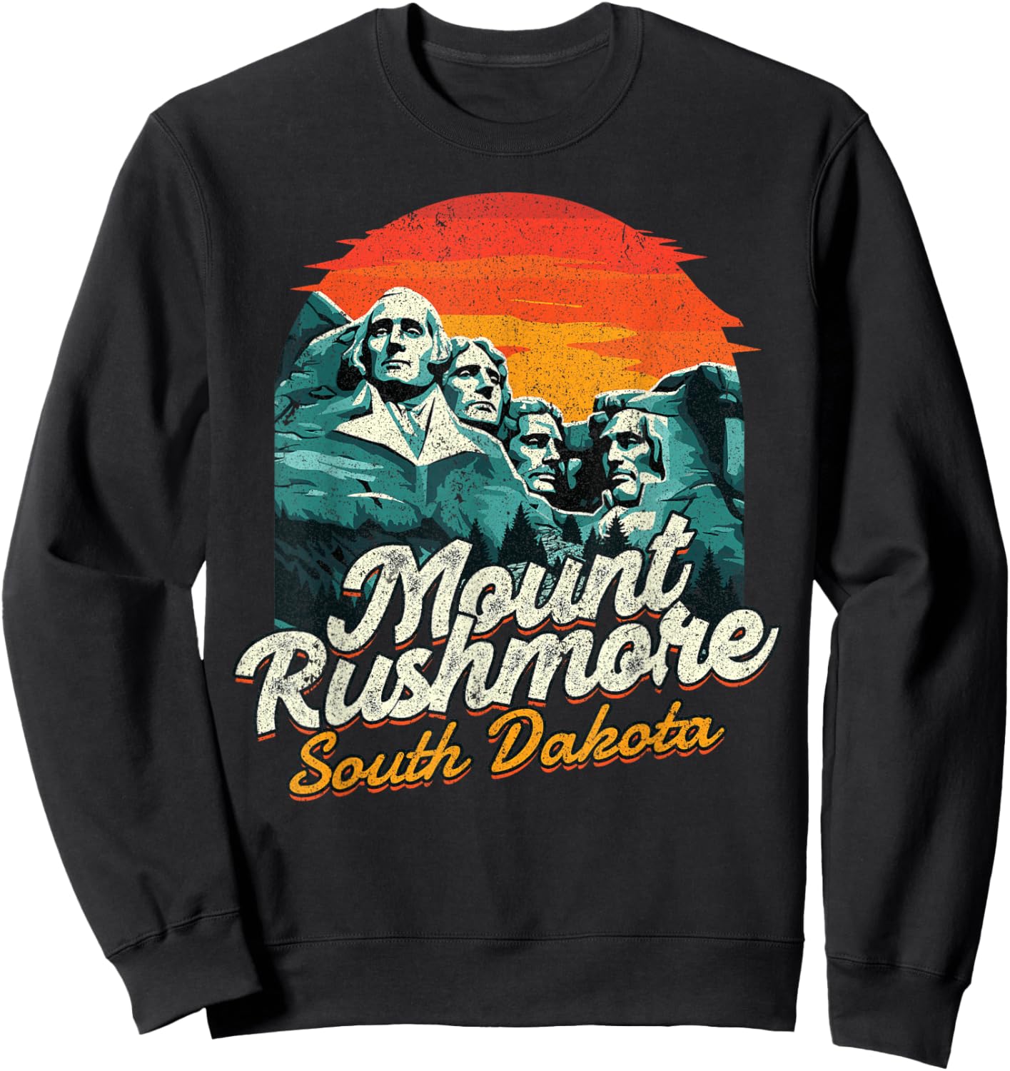 Vintage Mount Rushmore South Dakota National Park Souvenir Sweatshirt - Sweatshirt | Black