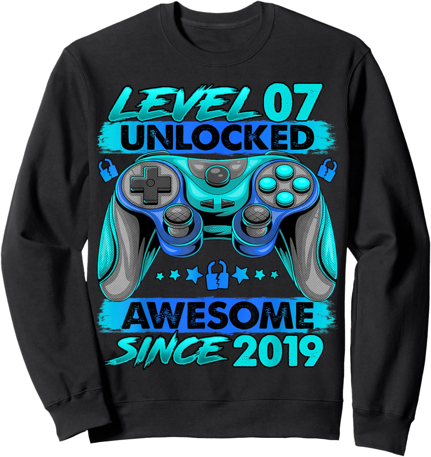 Level 7 Unlocked 7 Year Old Gifts Boys 7th Birthday Boy Sweatshirt - Sweatshirt | Black
