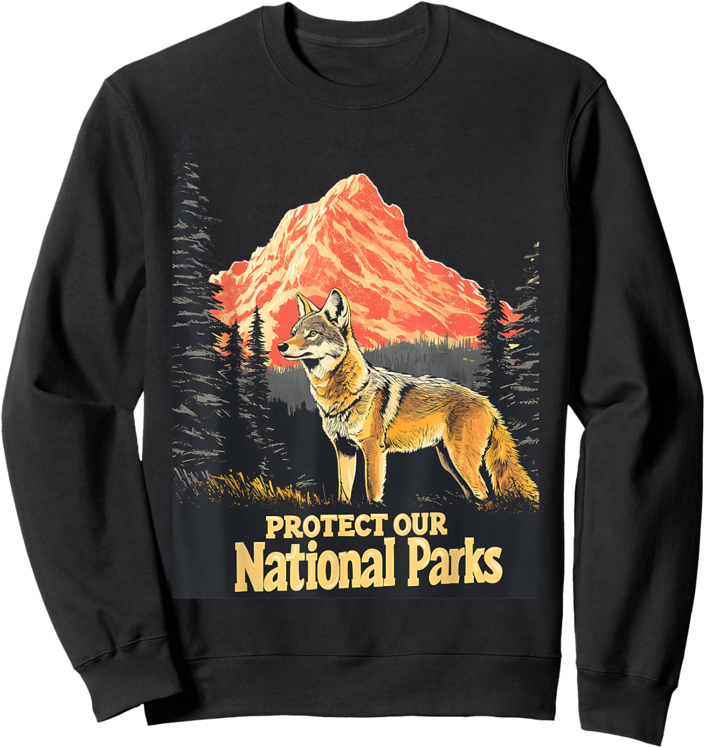 Protect Our National Parks Retro Forest Nature Sweatshirt - Sweatshirt | Black