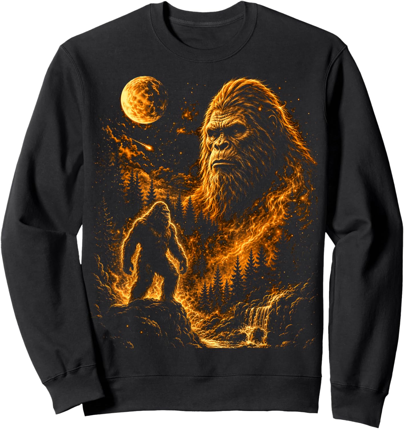Bigfoot Sasquatch Cryptid Big Foot Moon Nature Sweatshirt - Sweatshirt | Black