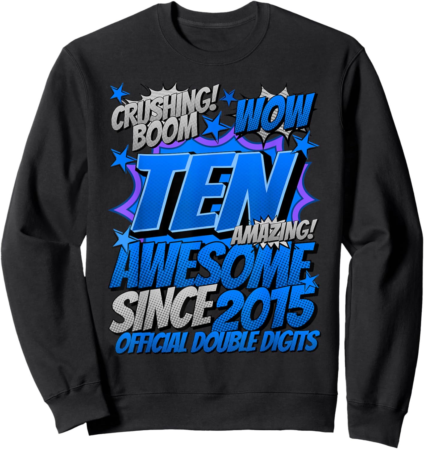 Official Double Digits 10 Year Old Gifts 10th Birthday Boy Sweatshirt - Sweatshirt | Black