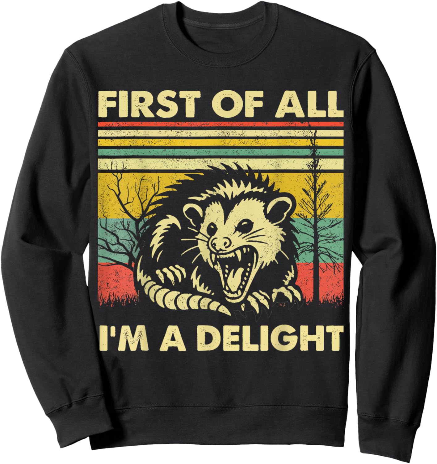 First of All I'm A Delight Angry Opossum Sweatshirt - Sweatshirt | Black