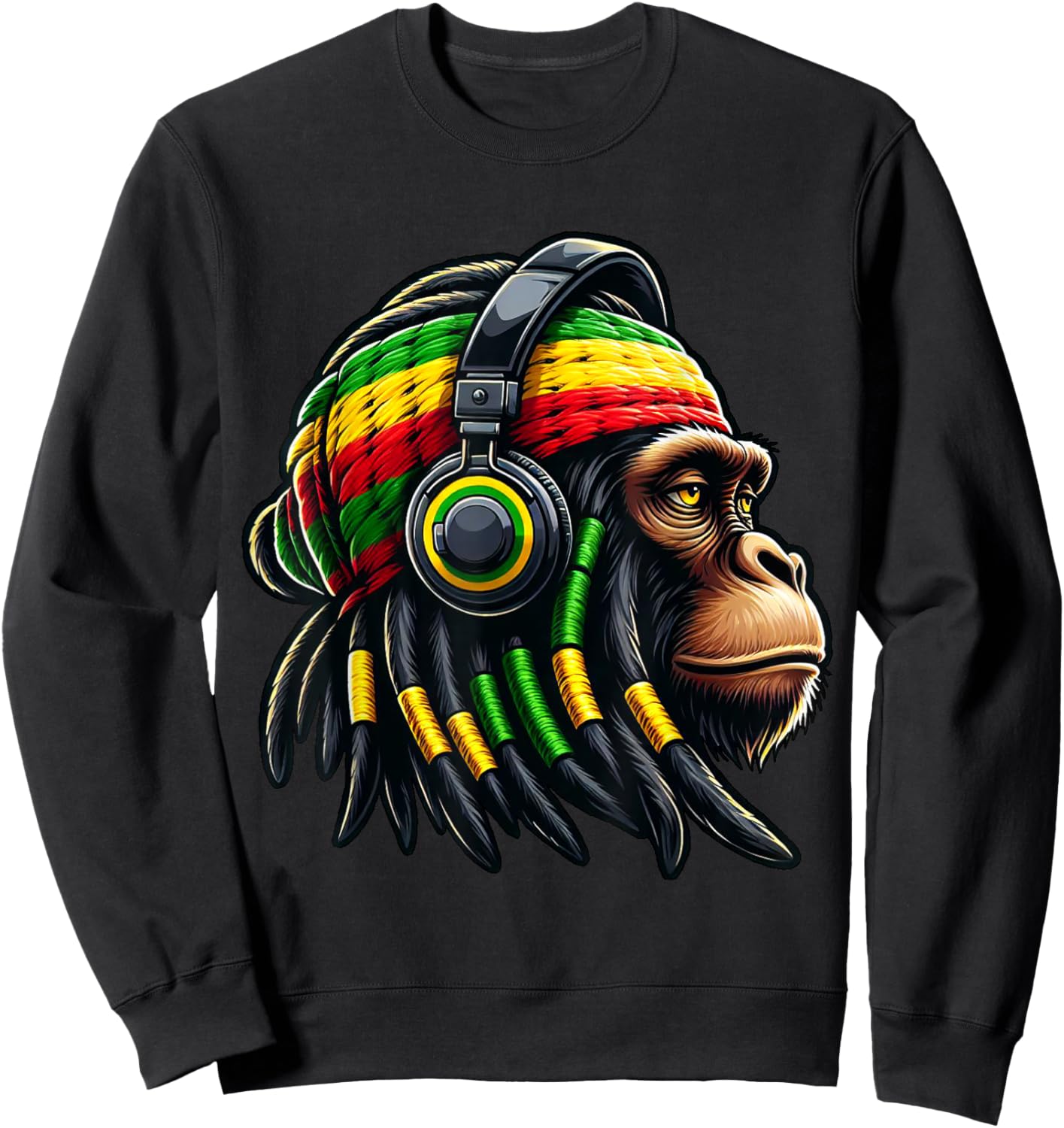 Jamaica Roots Reggae Chimpanzee Rastafari Monkey Sweatshirt - Sweatshirt | Black