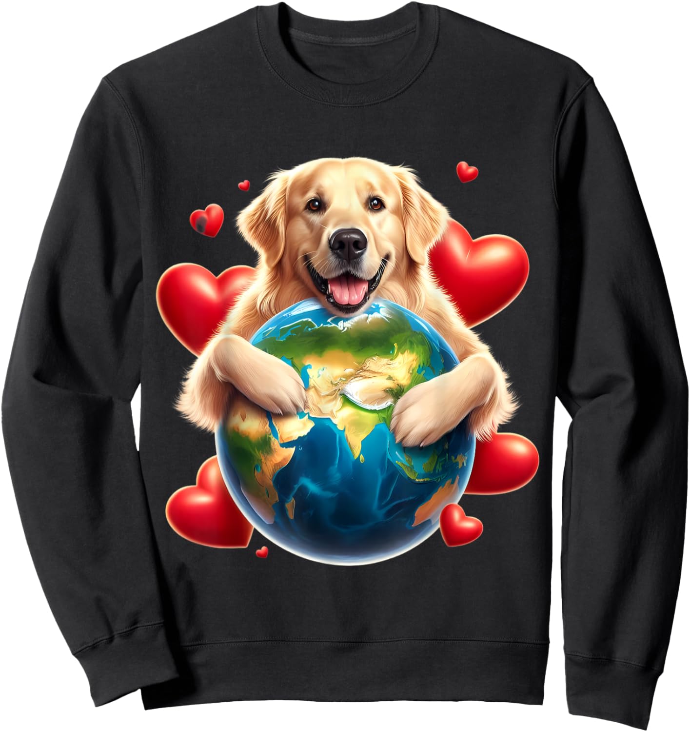 Golden Retriever Earth Day Hug Love Dog Owner Planet Lover Sweatshirt - Sweatshirt | Black