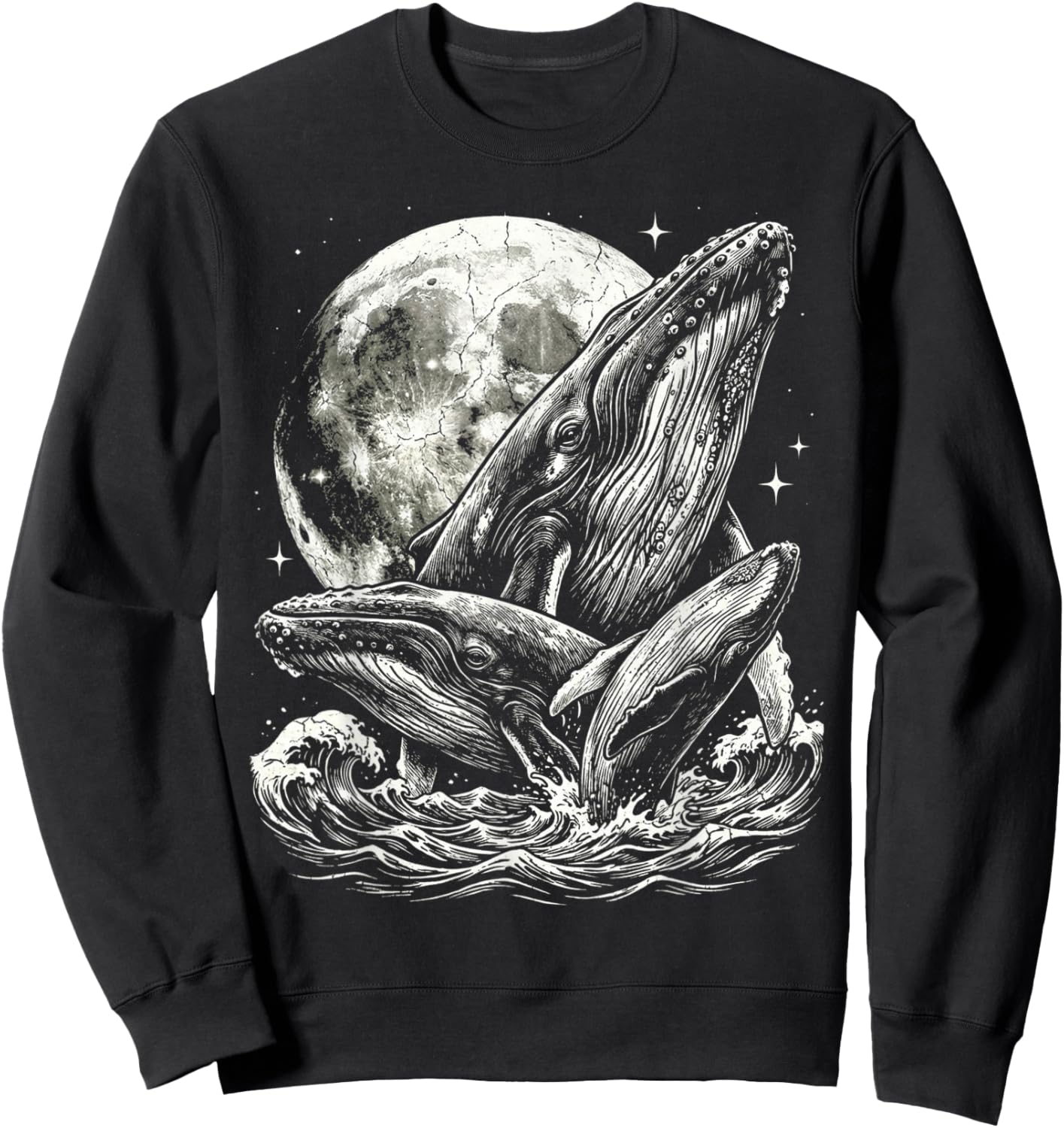 Blue Whale Buckelwal 90er Jahre Stil Vintage Aesthetic Y2K Sweatshirt - Sweatshirt | Black