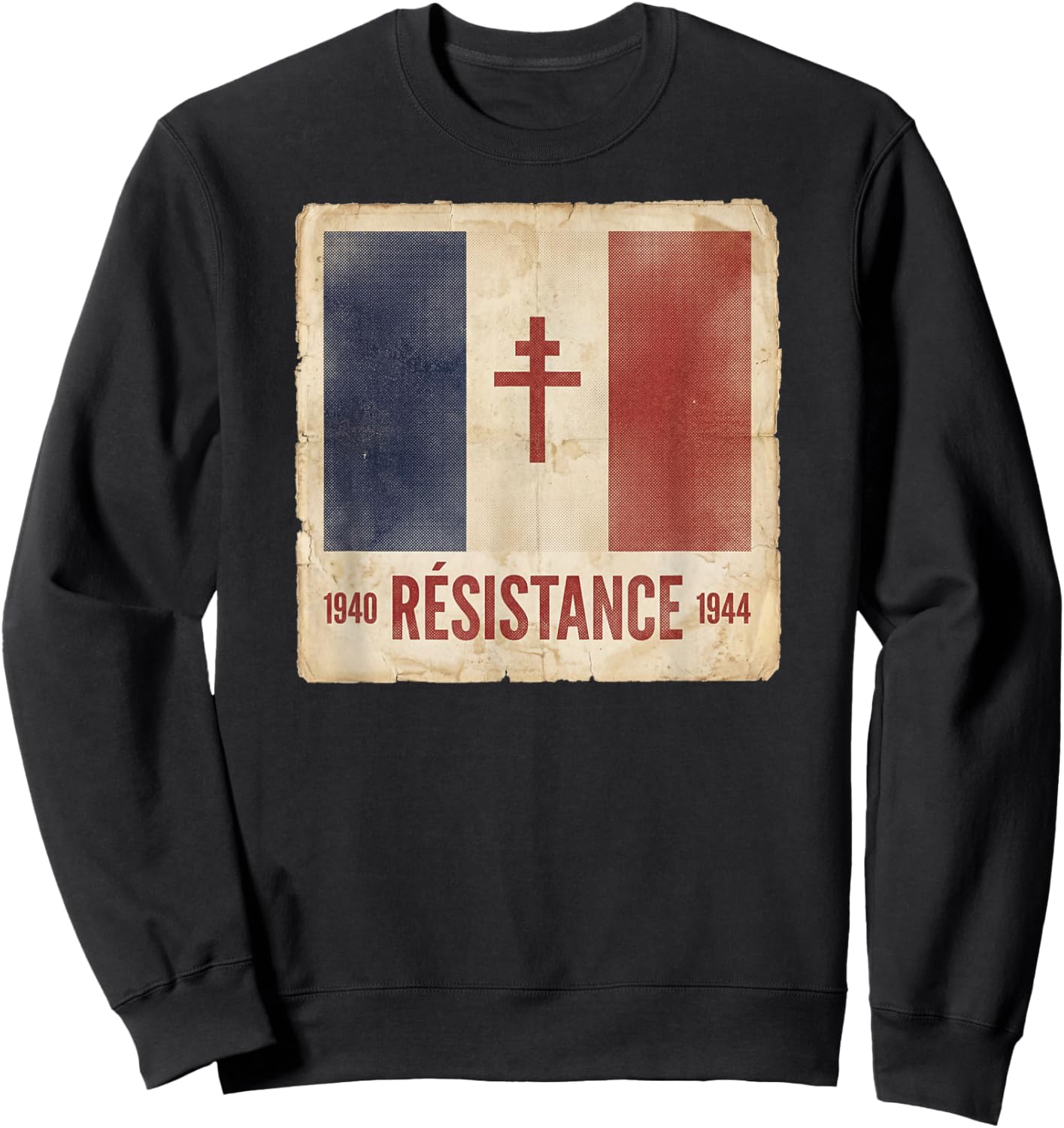 Résistance Free France Flag with Cross of Lorraine 1940-1944 Sweatshirt - Sweatshirt | Black