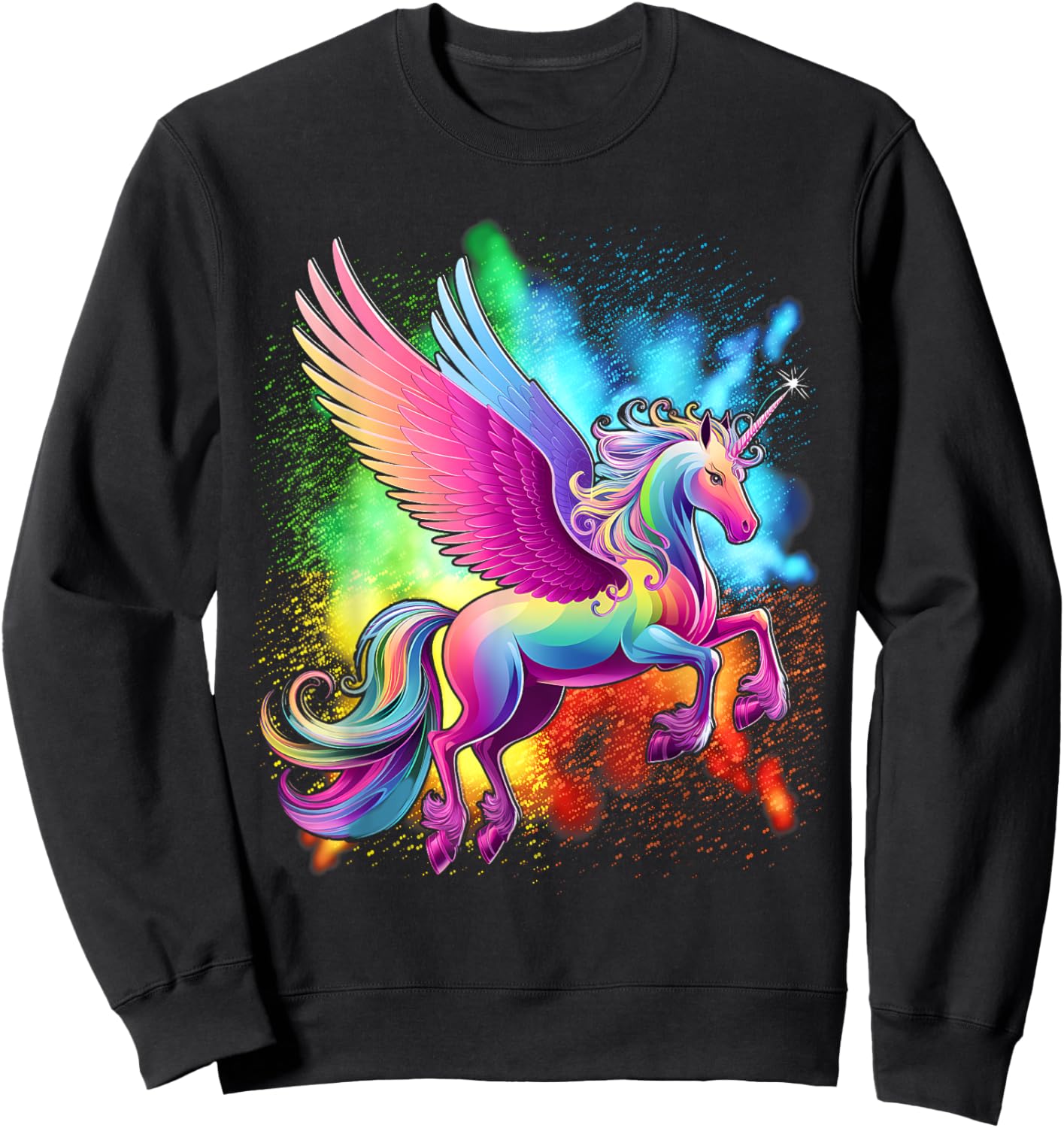 Purple Unicorn Colorful Psychedelic kawaii Trippy alt Sweatshirt - Sweatshirt | Black