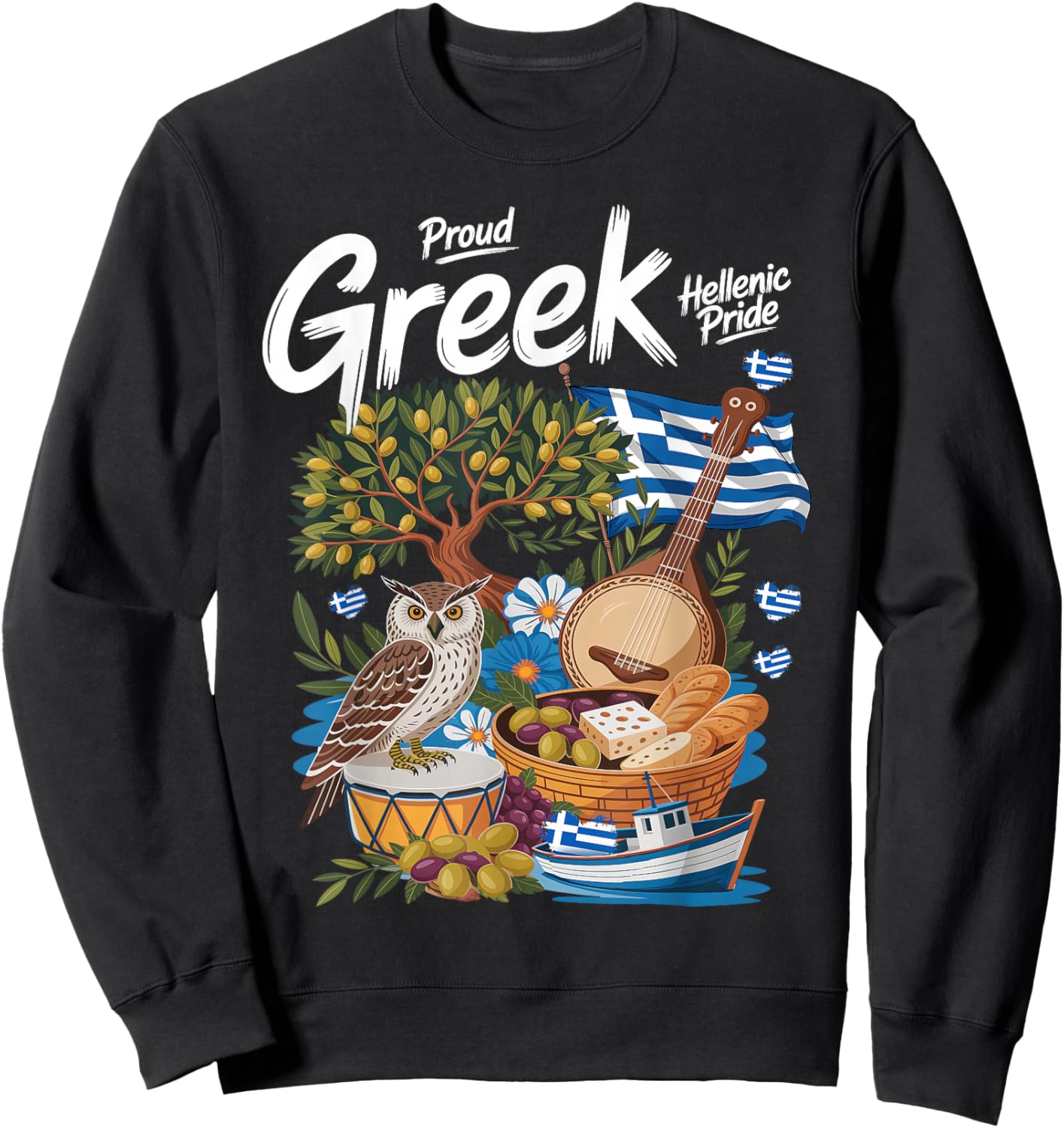 Greek Flag Outfit Idea for Kids with Hellenic Greece Roots Sweatshirt - Sweatshirt | Black