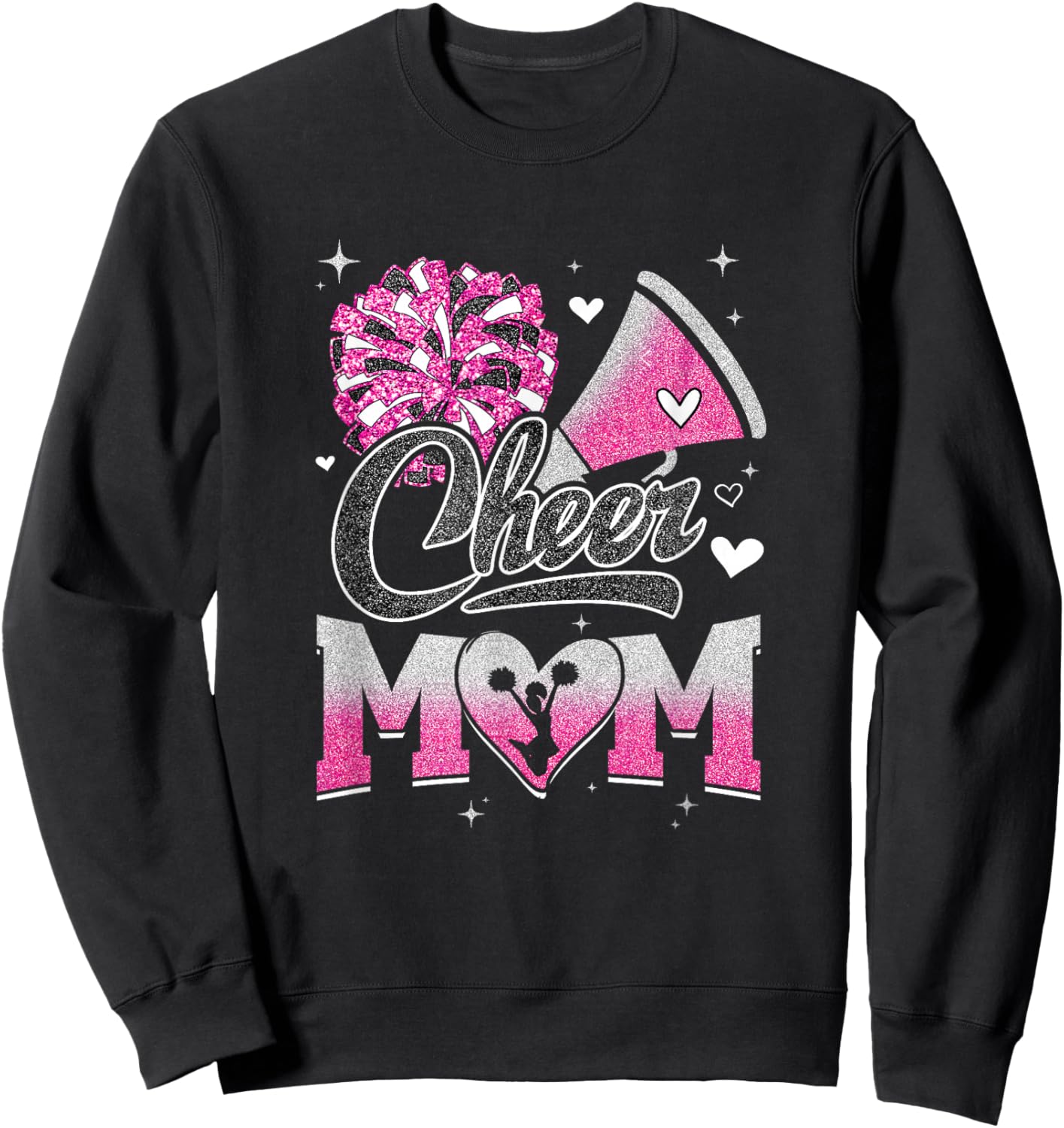 Cheer Mom Pink Cheerleading Football Graphic Sweatshirt - Sweatshirt | Black