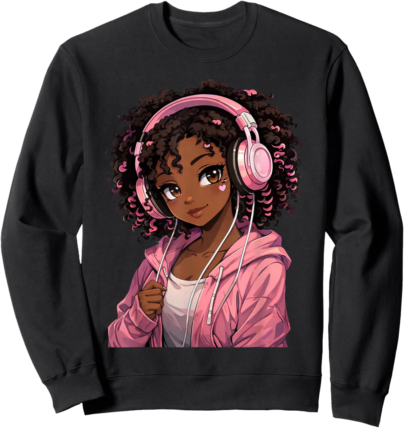 Anime Afro Black Girl African American Music Anime Merch Sweatshirt - Sweatshirt | Black