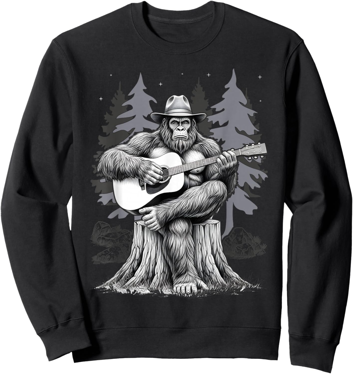 Bigfoot Playing Electric Guitar Sasquatch Rock On Big Foot Sweatshirt - Sweatshirt | Black