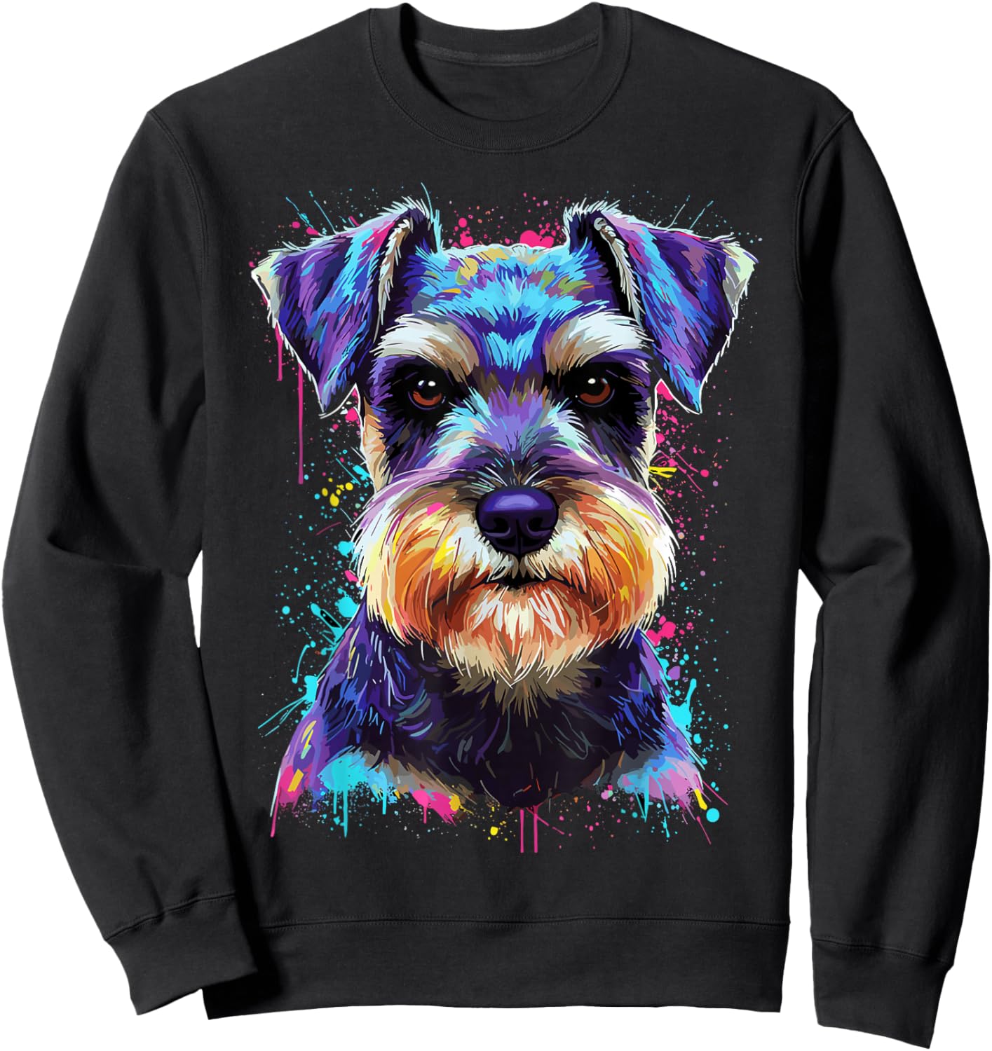 Schnauzer Splash Art Schnauzer Dog Lover Sweatshirt - Sweatshirt | Black