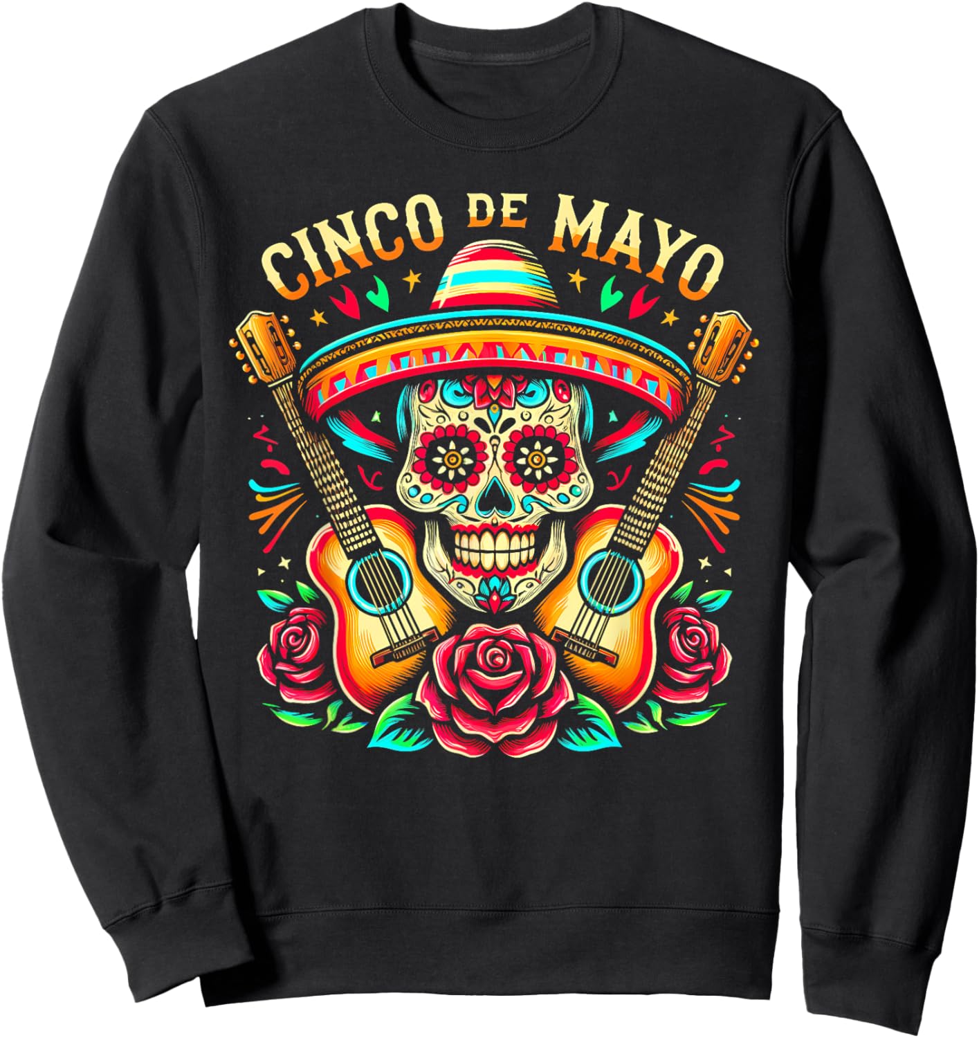 Mexican Skull Fiesta 5 De Mayo Cinco De Mayo Mem Women Kids Sweatshirt - Sweatshirt | Black