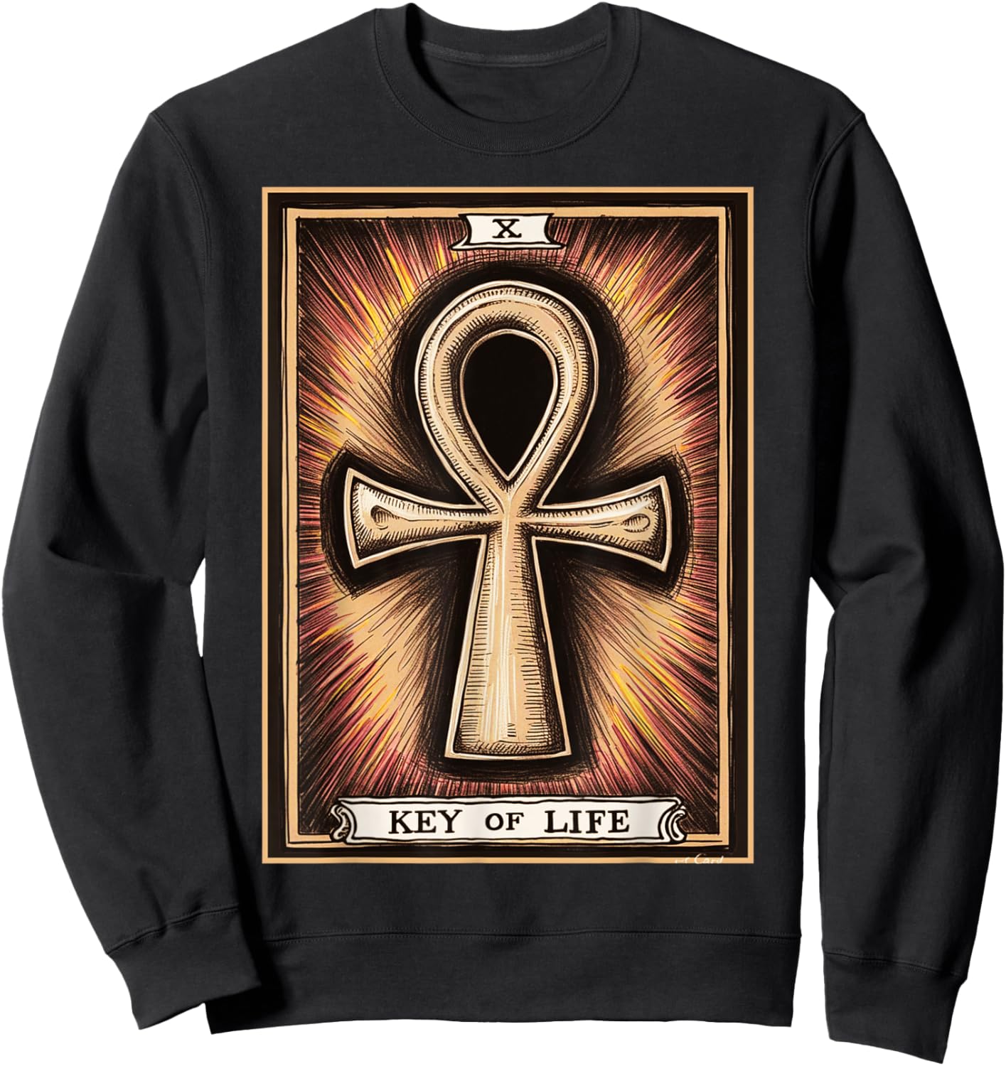 Kemetic Tarot Card Ancient Egypt Egyptian Ankh Key Of Life Sweatshirt - Sweatshirt | Black