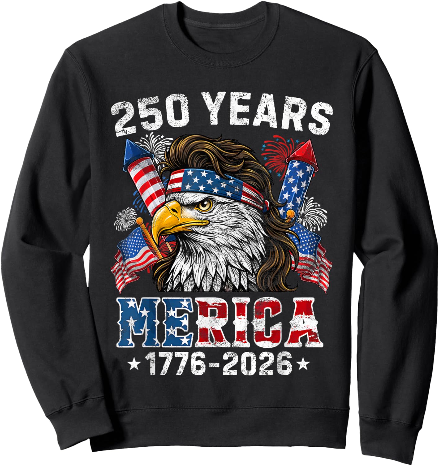 Merica 250 Anniversary USA Shirt 250 Years July 4th Men Kids Sweatshirt - Sweatshirt | Black
