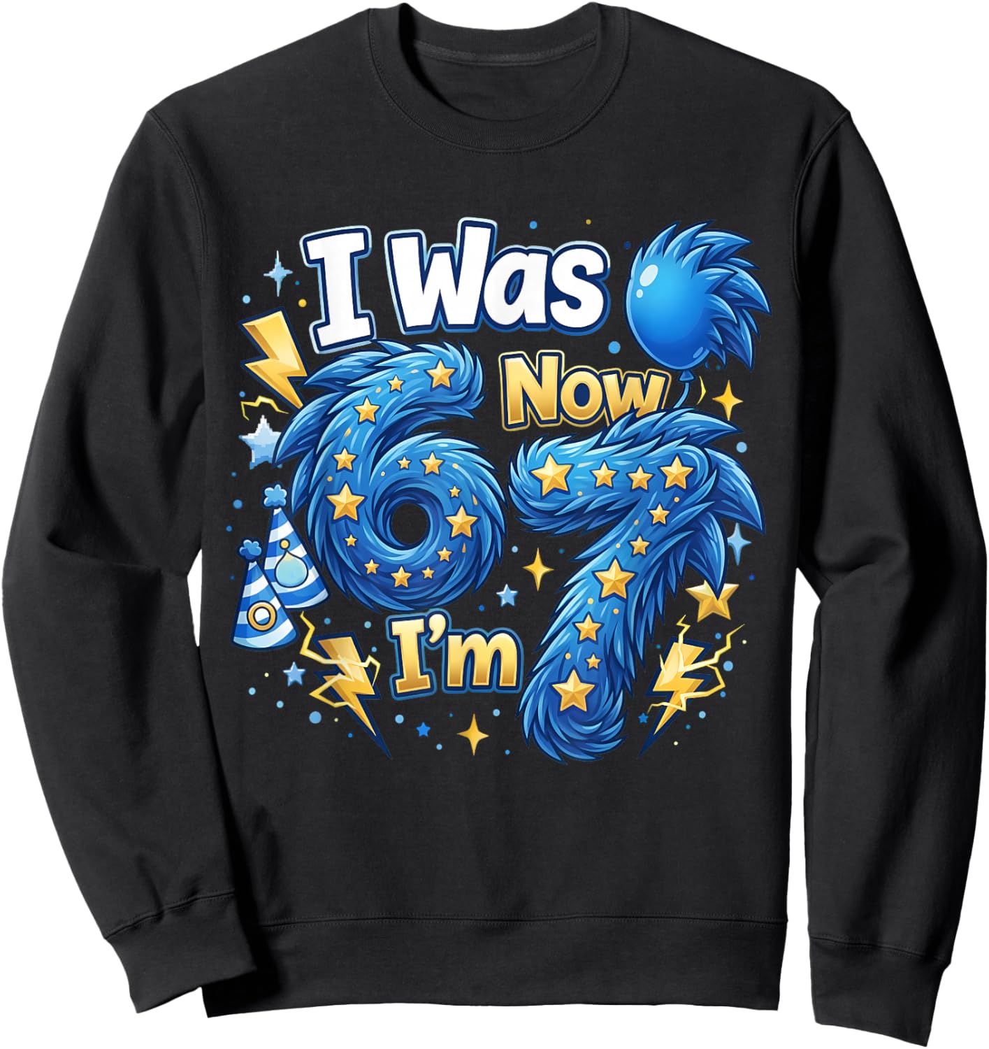 Retro I was 6 Now I'm 7 Six Seven Birthday 6 7 Birthday Boys Sweatshirt - Sweatshirt | Black