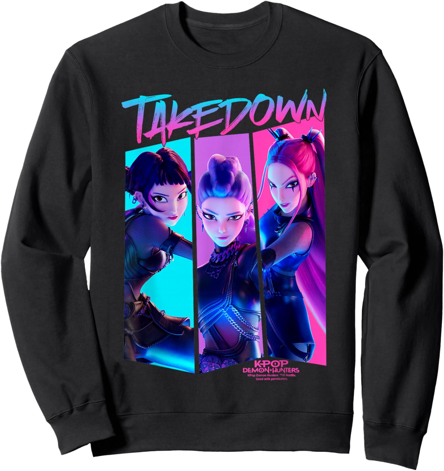 KPop Demon Hunters Huntrix Demons Takedown Comic Sweatshirt - Sweatshirt | Black