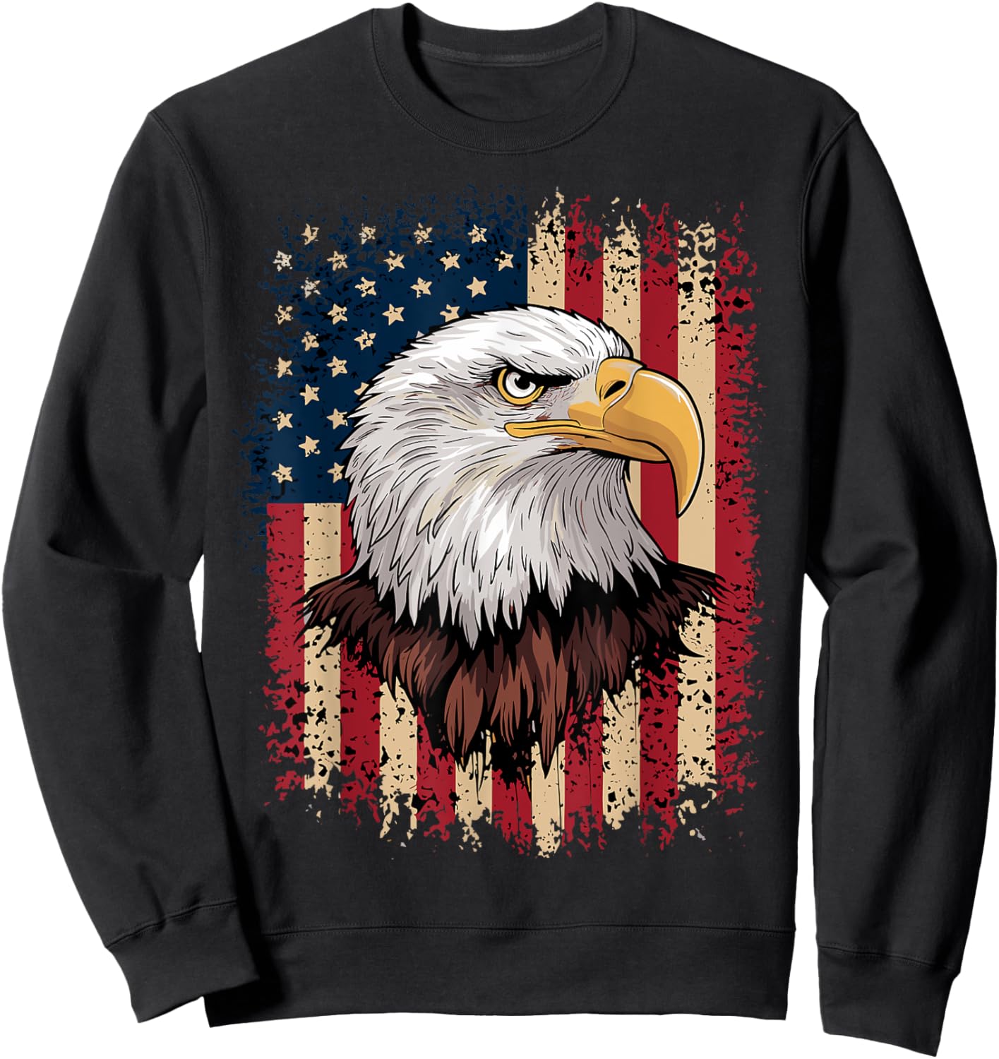 American Flag Bald Eagle Patriotic Sweatshirt - Sweatshirt | Black