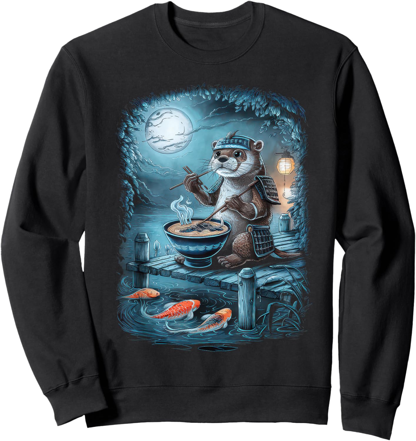 Otter Ramen Kawaii Manga Anime Noodles Y2k Japanese Sweatshirt - Sweatshirt | Black