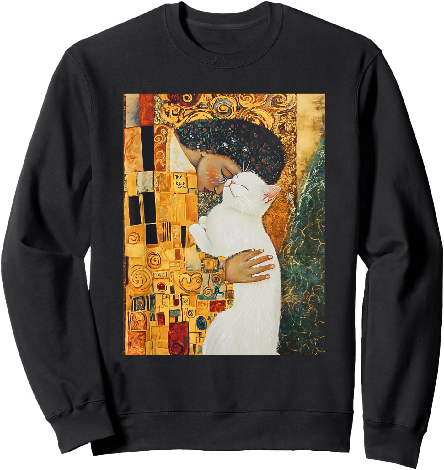 Klimt’s The Kiss Cat Lover Parody Klimt Style Women Sweatshirt - Sweatshirt | Black