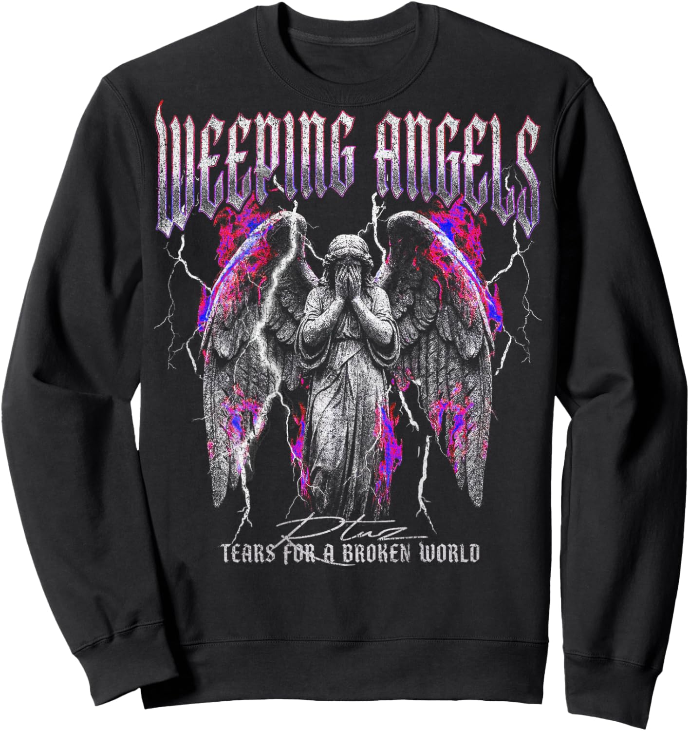 Back Print Angel Y2K Streetwear Aesthetic Women's Men's Angel Sweatshirt - Sweatshirt | Black