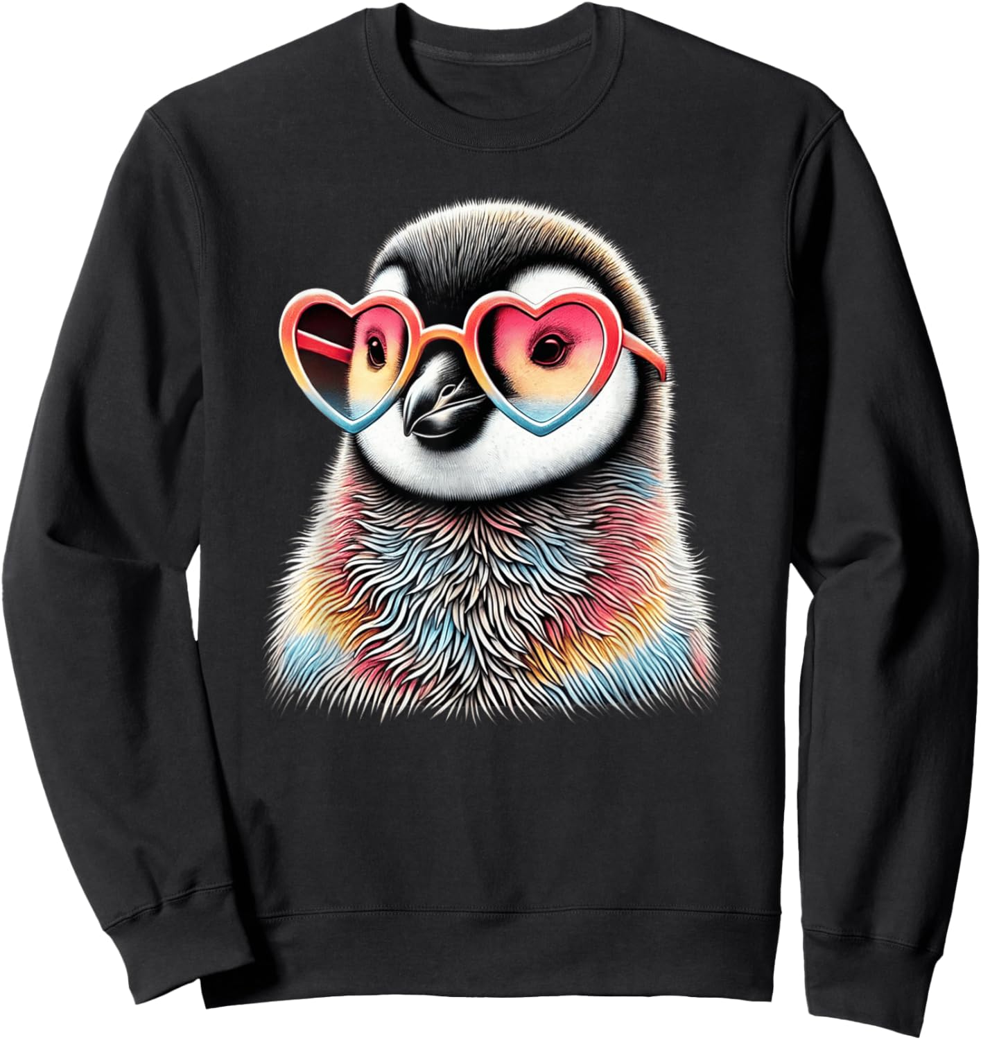Cute Valentines Day Penguin Heart Sunglasses Boys Girls Kids Sweatshirt - Sweatshirt | Black