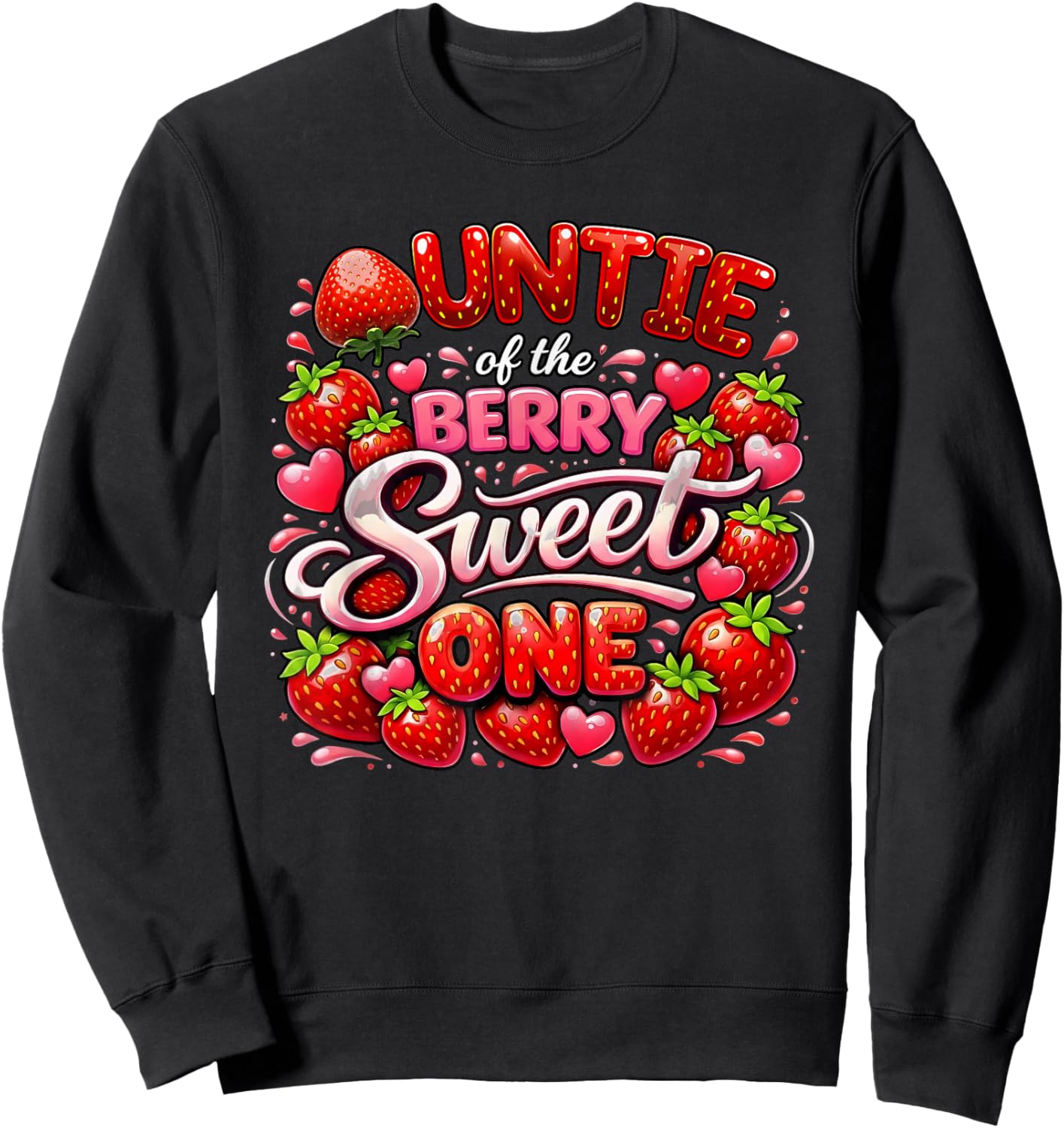 Aunt Auntie of The Berry Sweet One 1st Birthday Girl Sweatshirt - Sweatshirt | Black