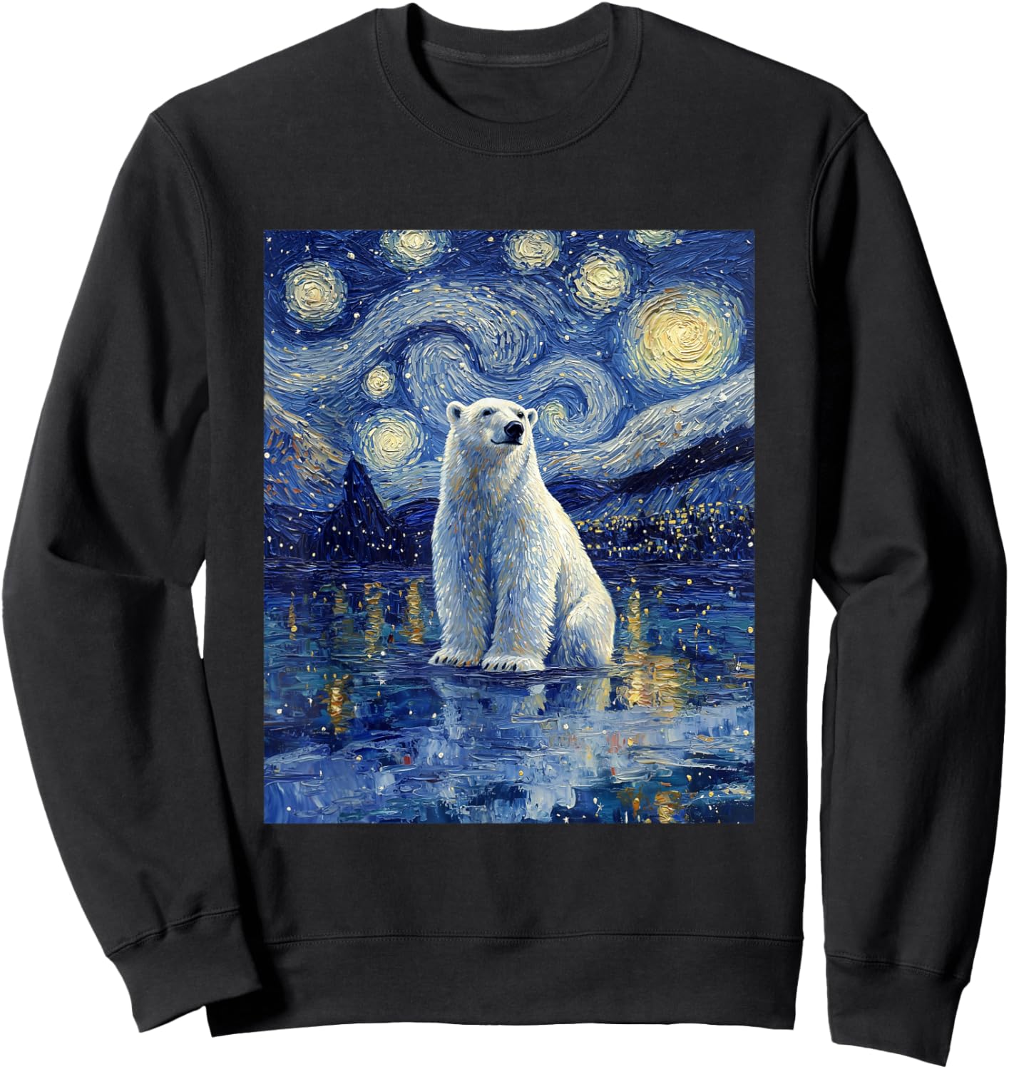 Cute Polar Bear - Van Gogh Style - Starry Night Sweatshirt - Sweatshirt | Black