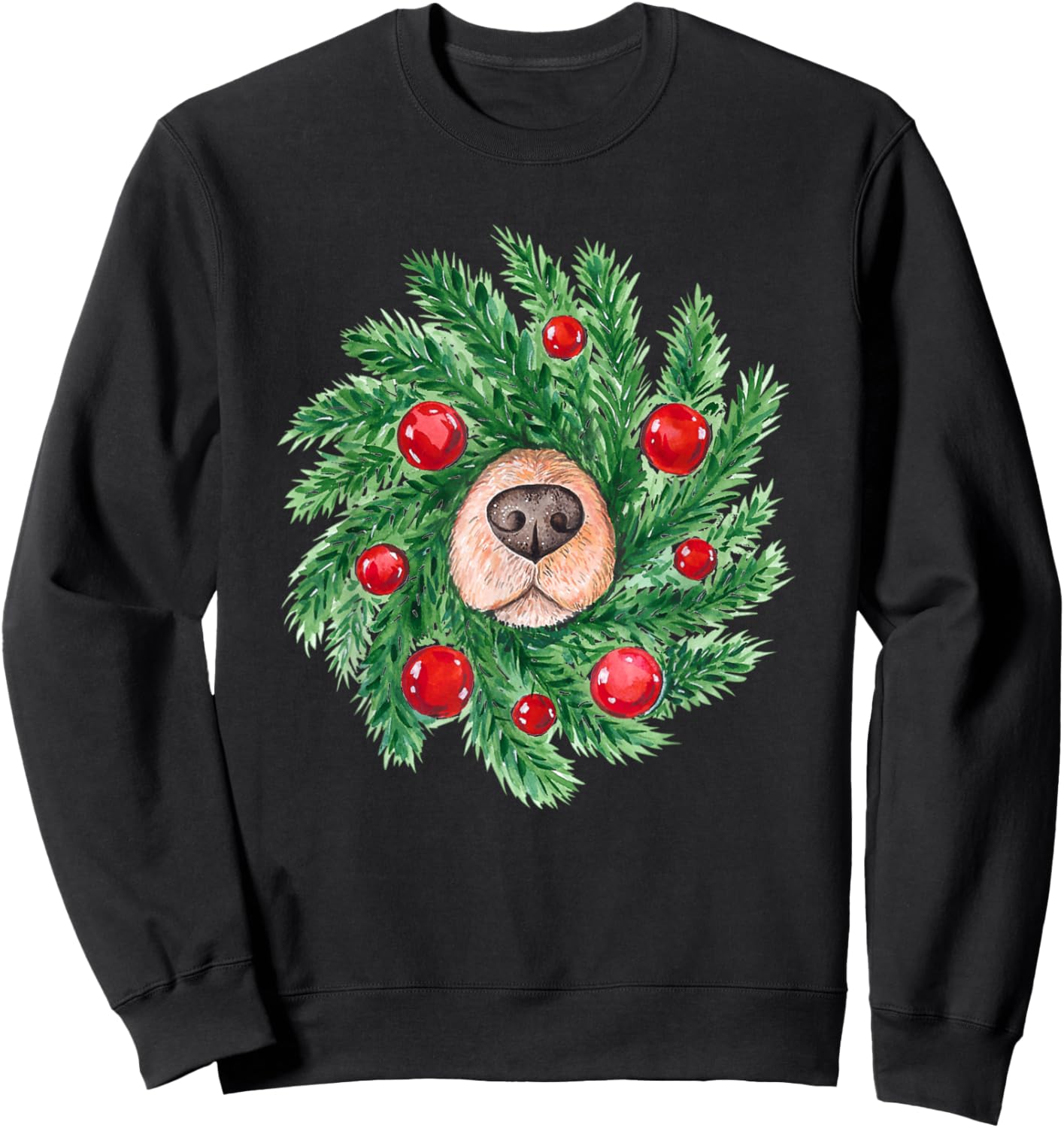 Youth Black Small Christmas Wreath Sweatshirt - Sweatshirt | Black