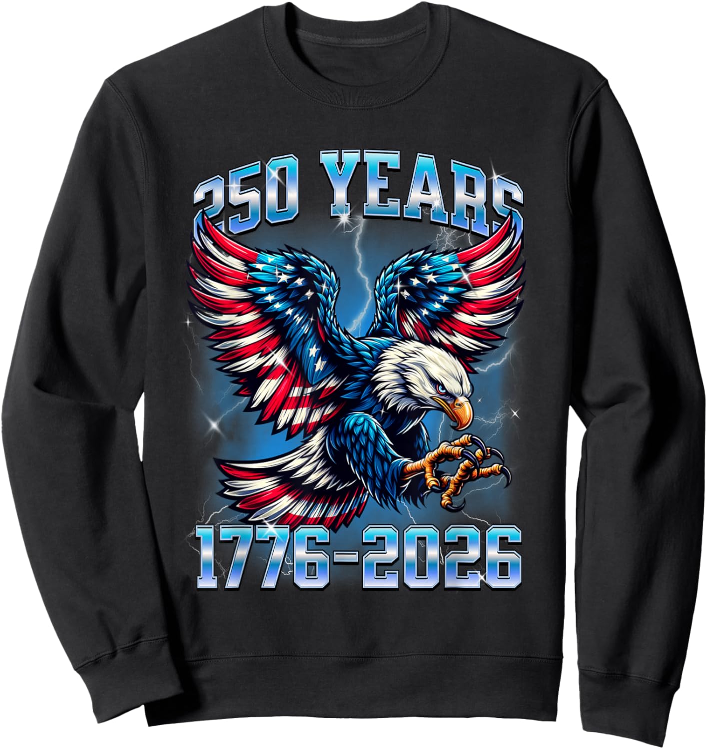 Flag Vintage 250 Years American 1776 2026 250th USA Birthday Sweatshirt - Sweatshirt | Black