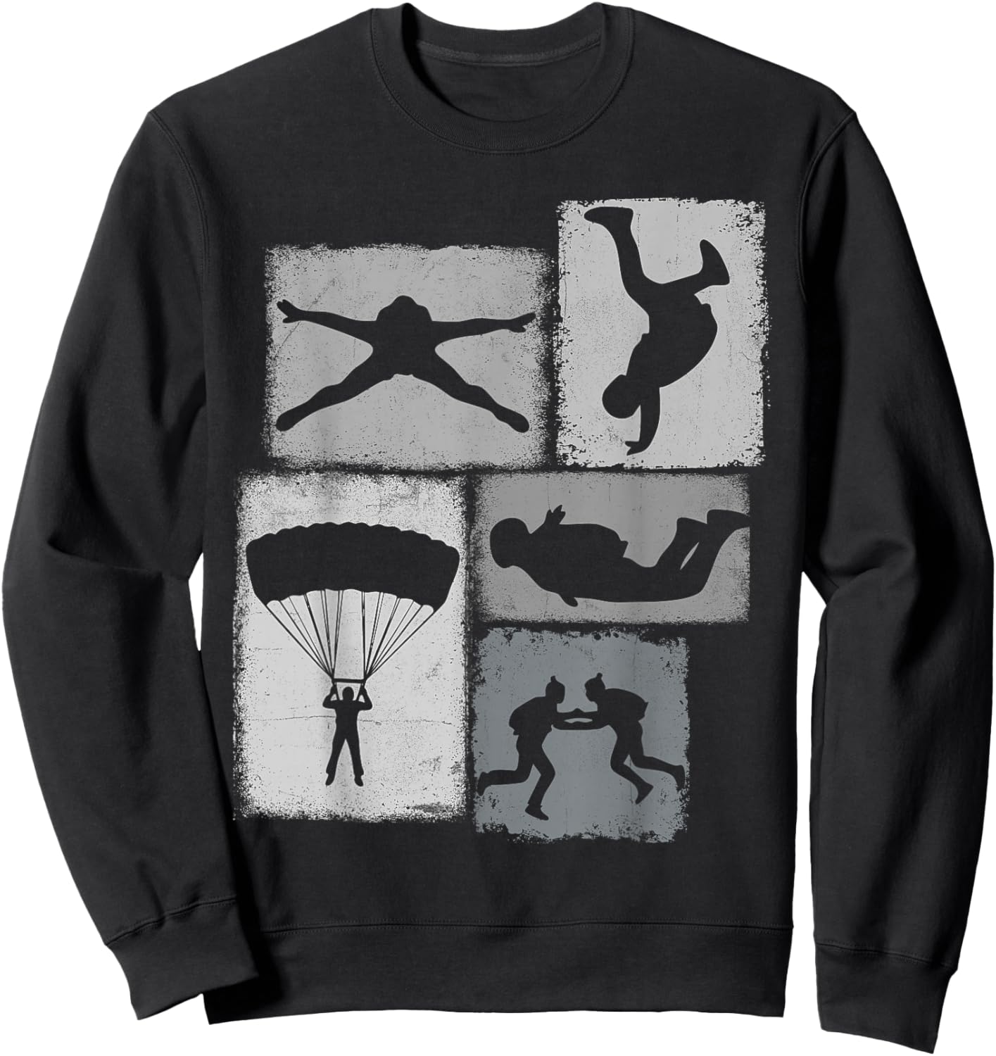 Skydiving Collage Skydiver Men Women Parachutist Instructor Sweatshirt - Sweatshirt | Black