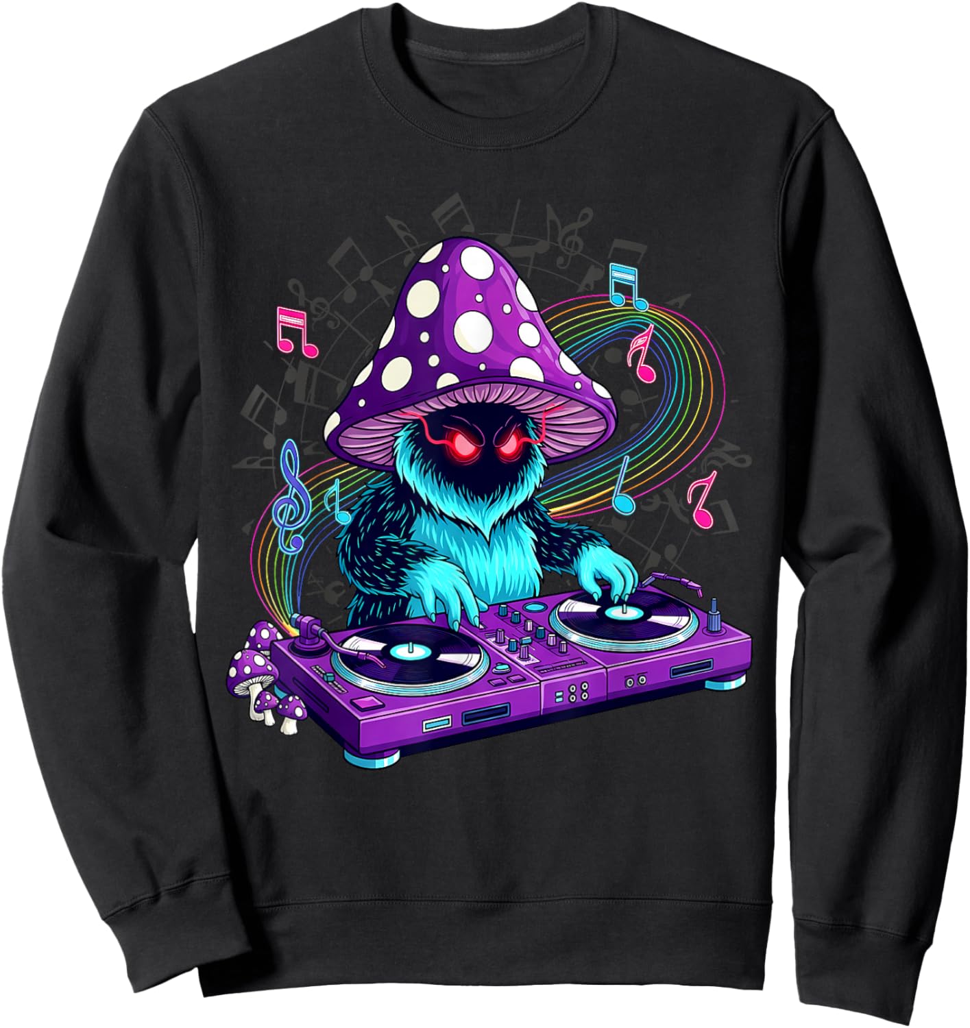 EDM Rave Outfits Festival Electronic Music Graphic Trippy DJ Sweatshirt - Sweatshirt | Black