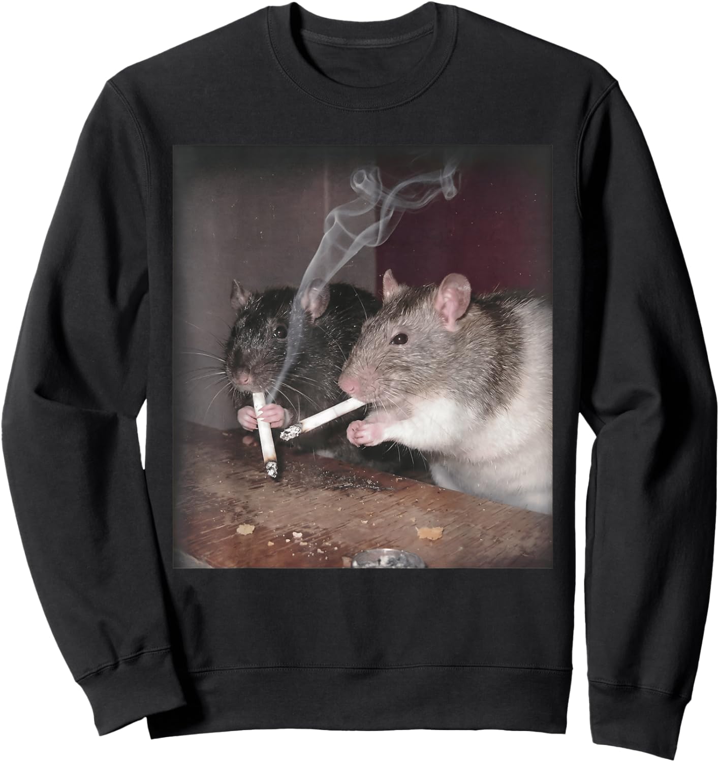 Rat Smoking Cigarette Funny Urban Grunge Rats Lover Design Sweatshirt - Sweatshirt | Black