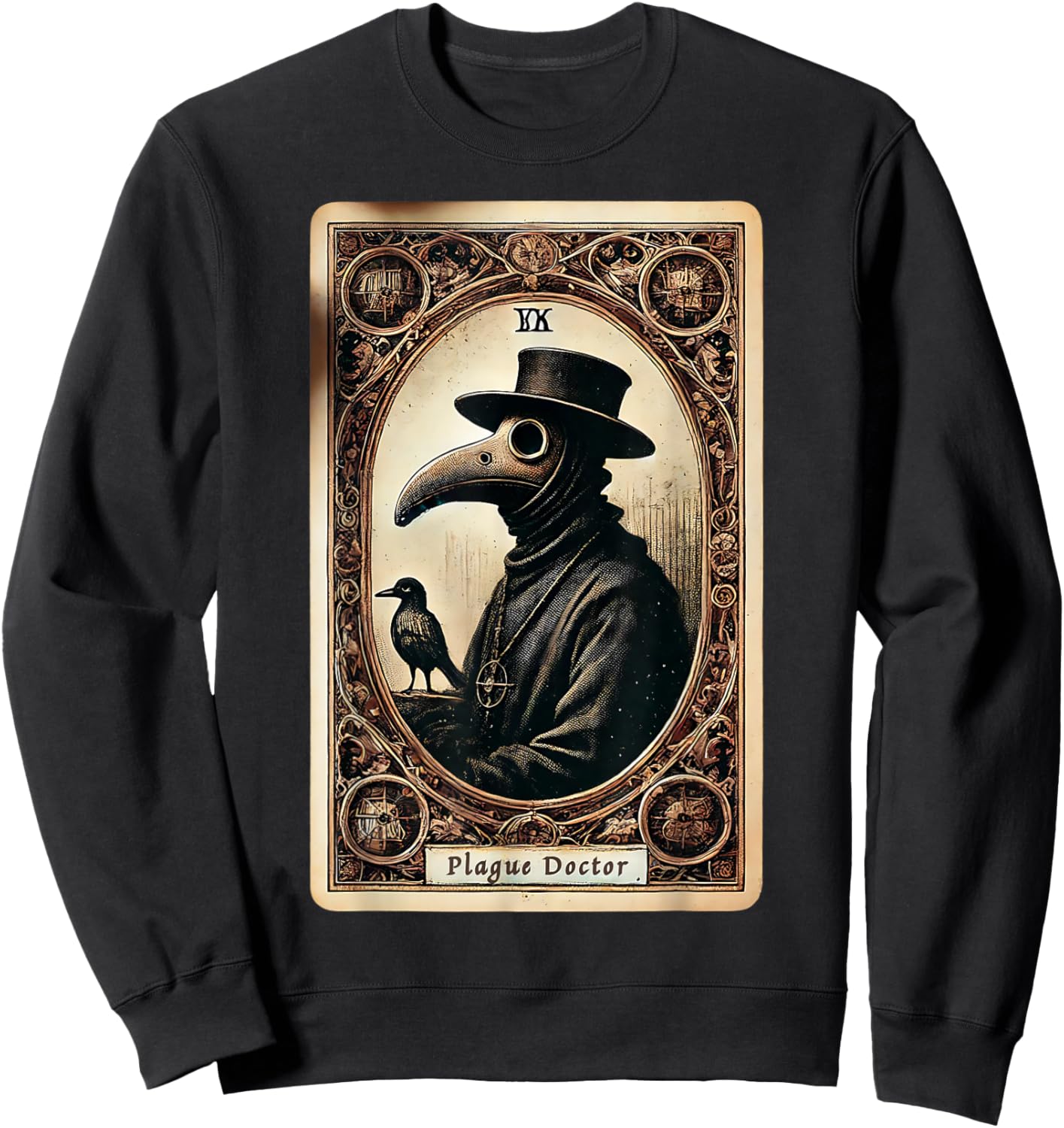 Plague Doctor Tarot Card Shirt Horror Death Occult Satanic Sweatshirt - Sweatshirt | Black