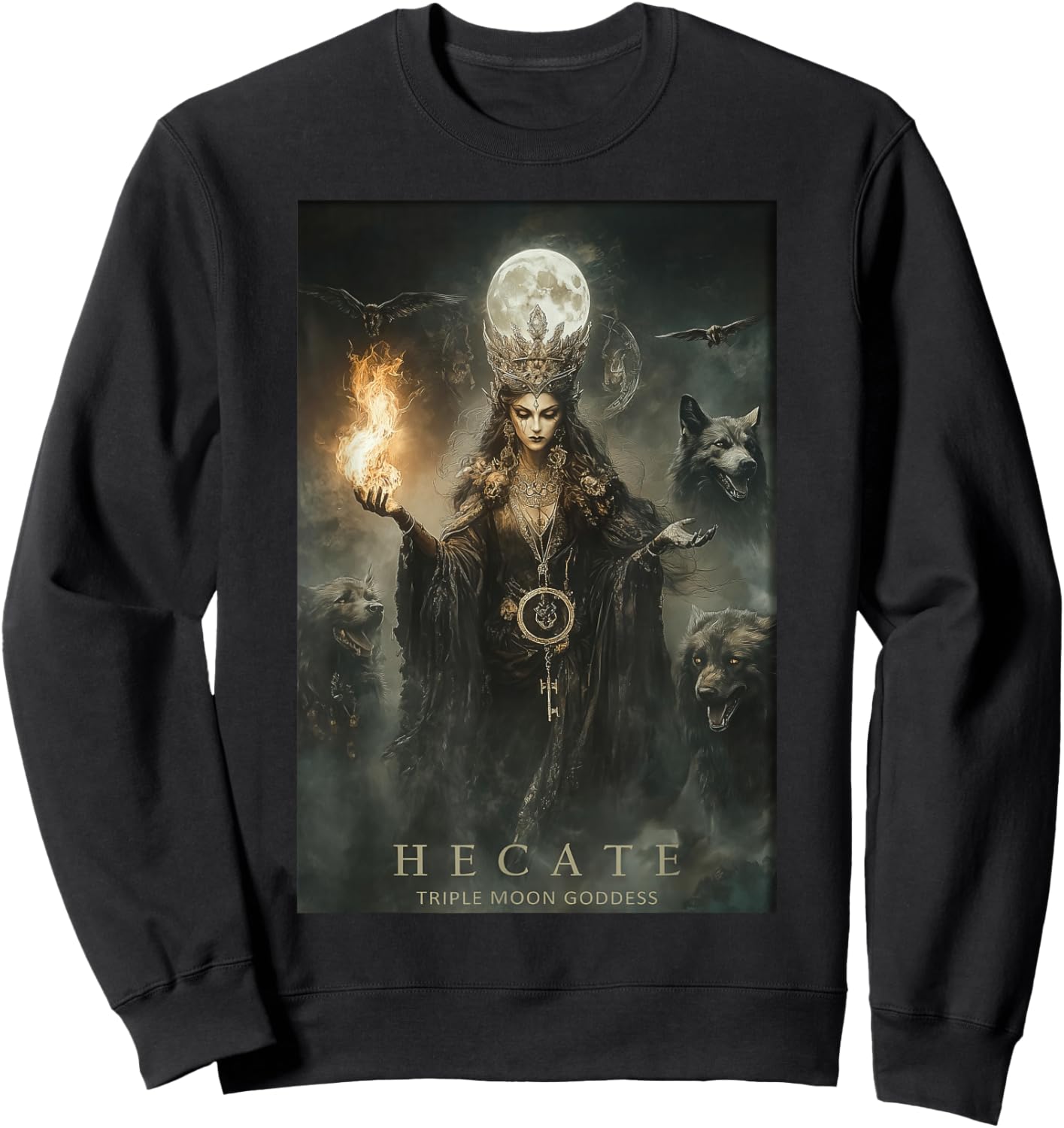 Hecate Goddess Pagan Witchy | Griechische Mythologie Dreifache Göttin Sweatshirt - Sweatshirt | Black