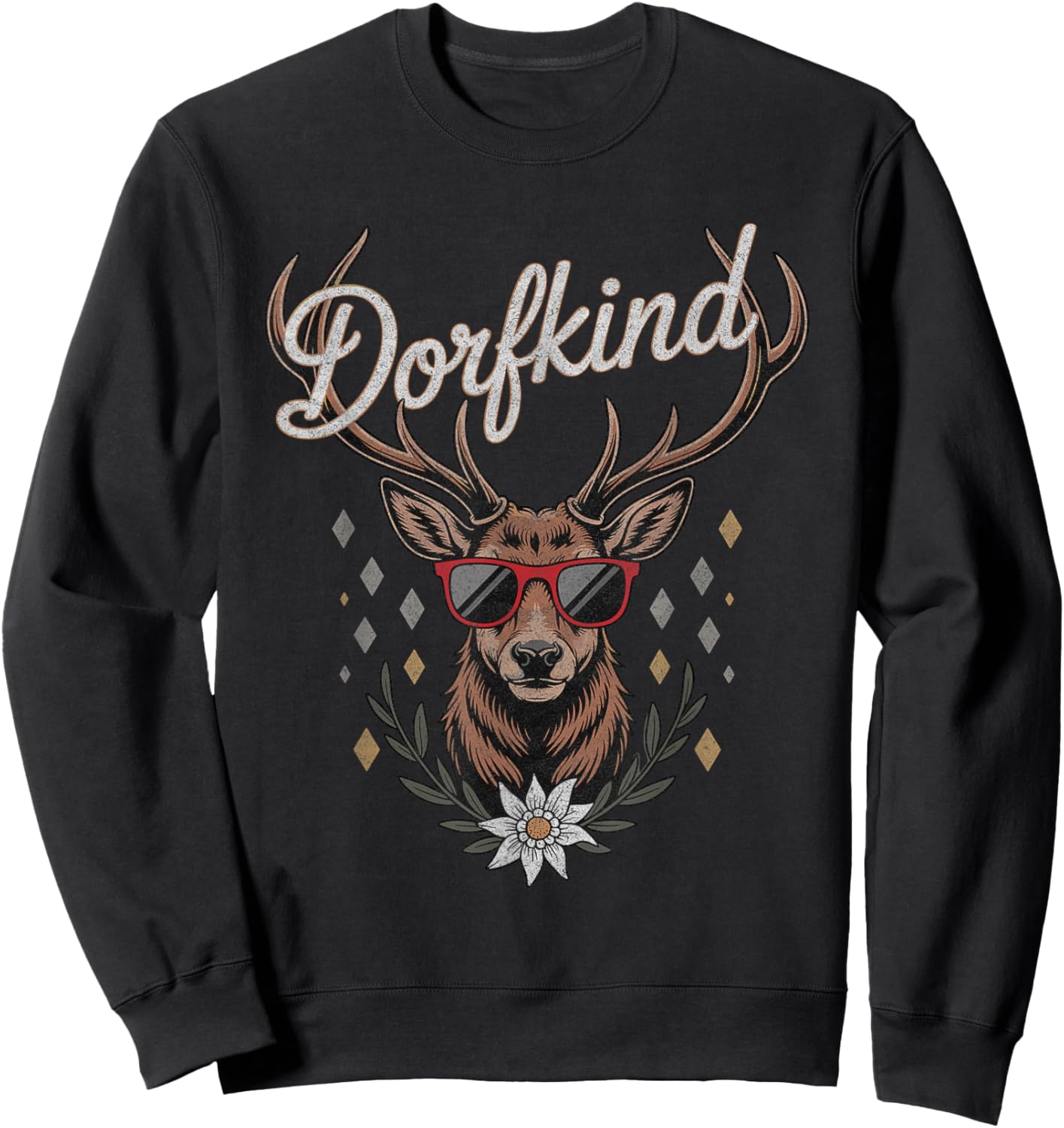 Dorfkind Children's with Deer HR Design , Women and Children Sweatshirt - Sweatshirt | Black