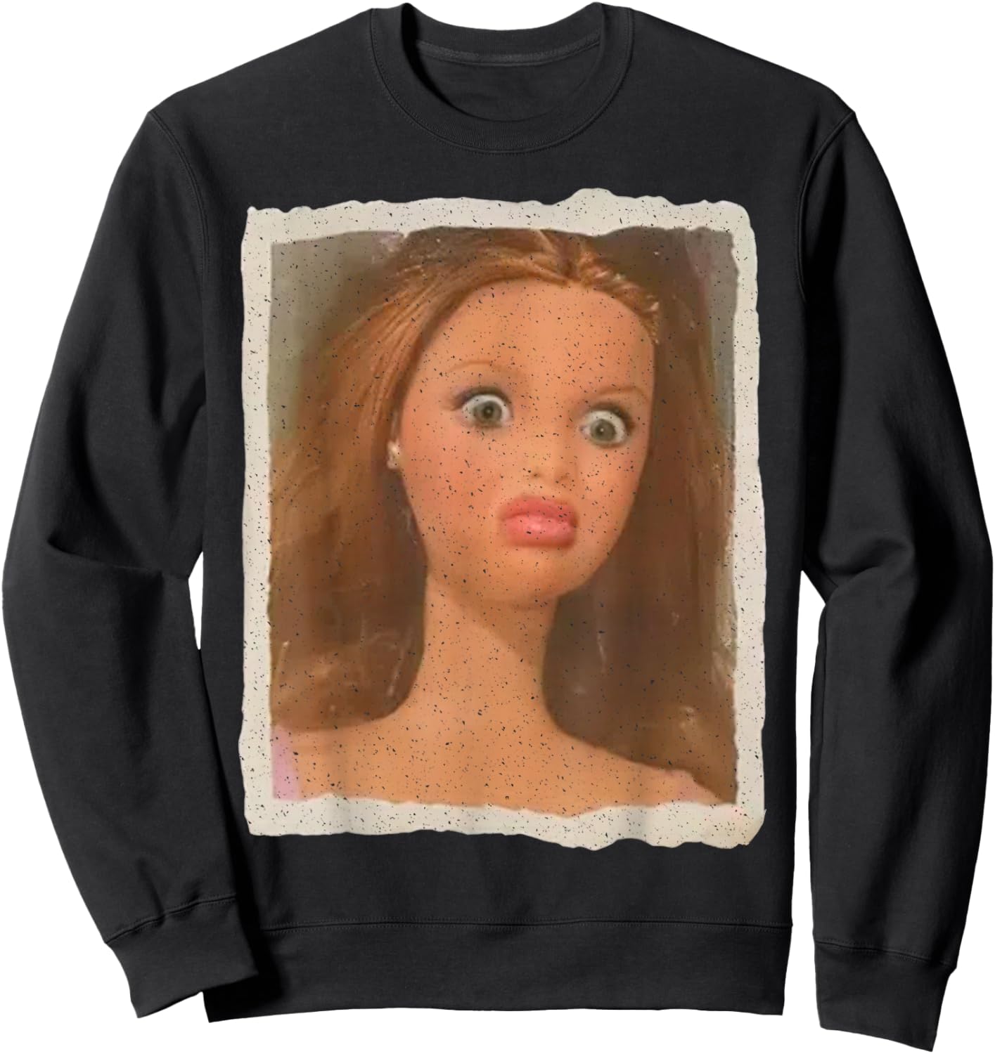 Funny Doll Face Meme Sweatshirt - Sweatshirt | Black