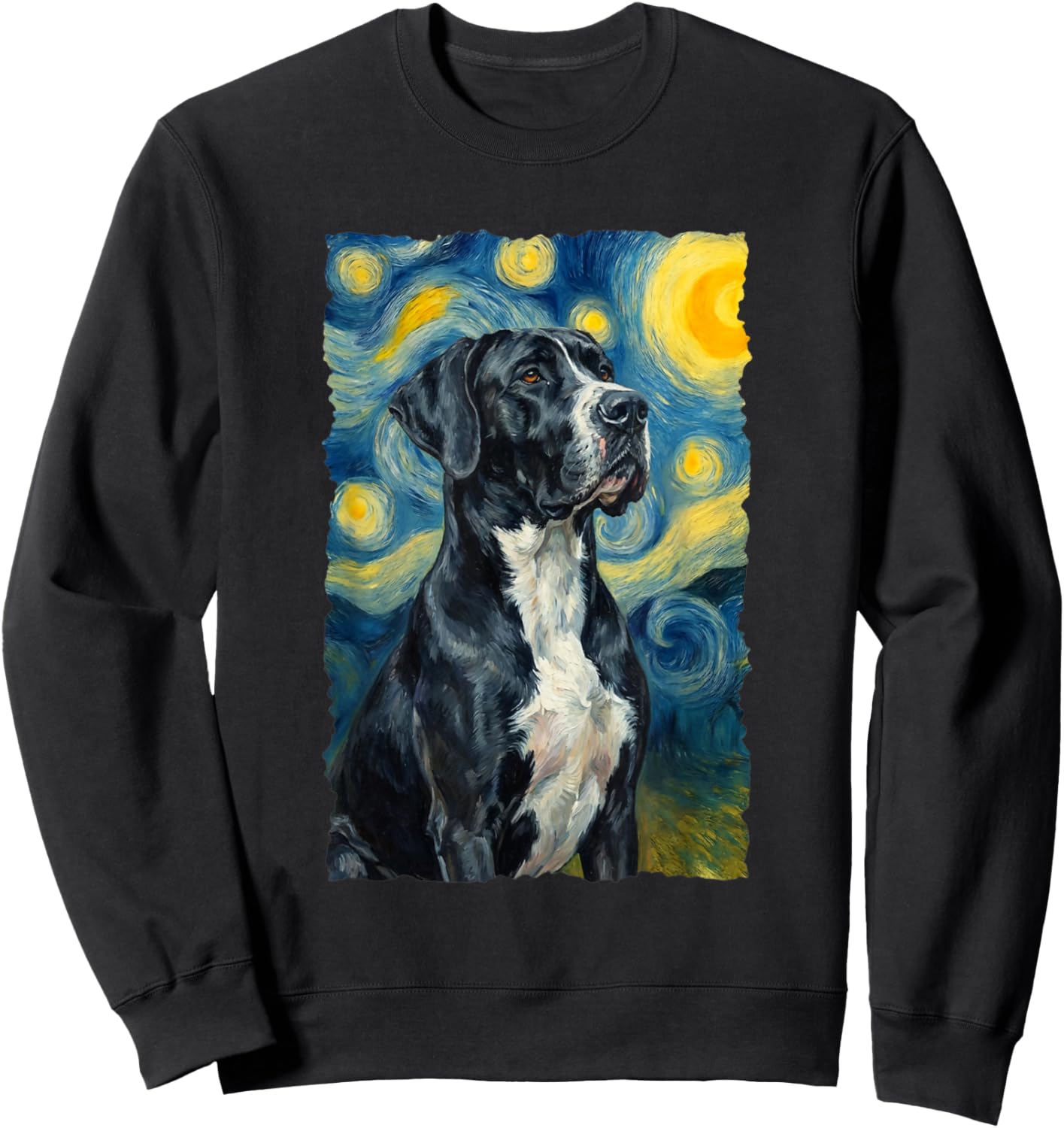 Mantle Great Dane Van Gogh Dog Lover Sweatshirt - Sweatshirt | Black