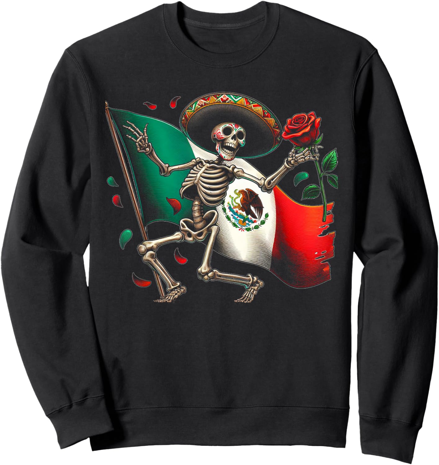 Mexico Gift Rose Tijuana Mexican Hispanic Pride Poncho Sweatshirt - Sweatshirt | Black