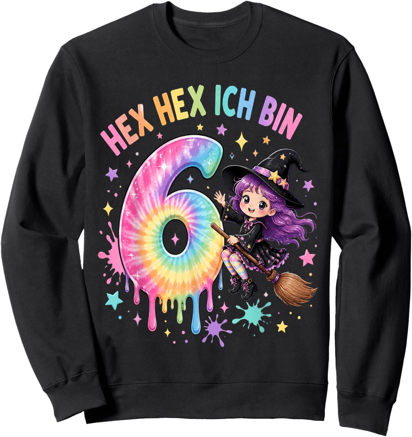 Hex Ich Bin 6 Hexen Geburtstag Geschenke für Mädchen Sweatshirt - Sweatshirt | Black