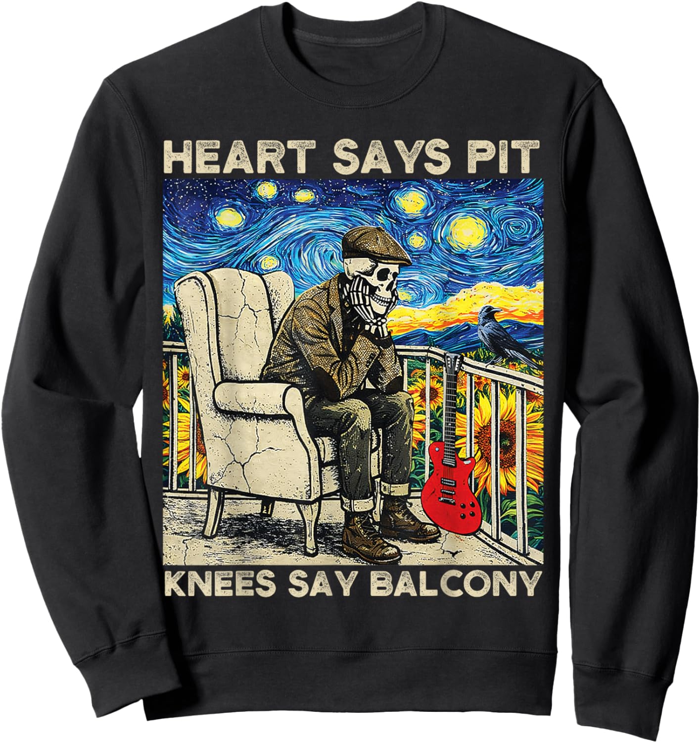 Heart Says Pit Knees Say Balcony Men Sweatshirt - Sweatshirt | Black