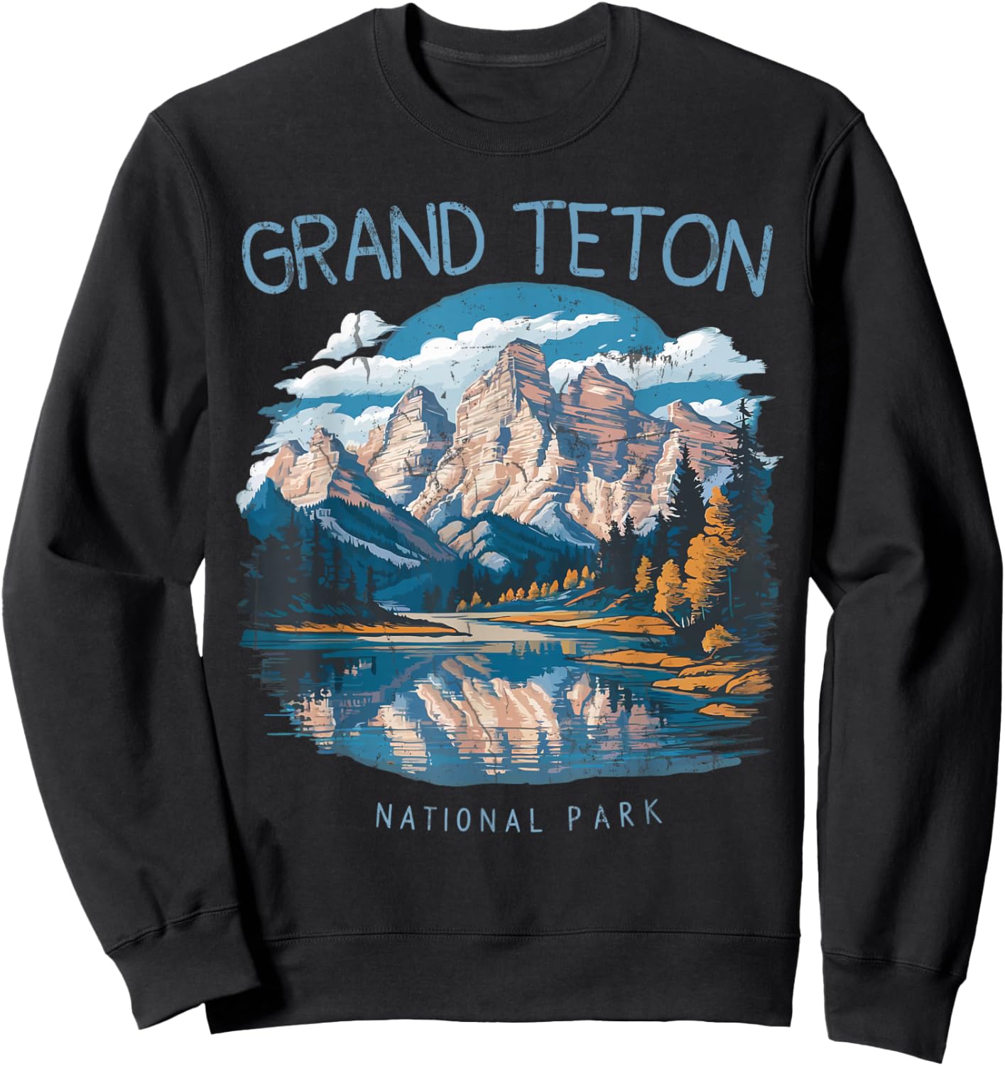 Grand Teton Retro US Wyoming Jackson Hole Lake Vintage Parks Sweatshirt - Sweatshirt | Black