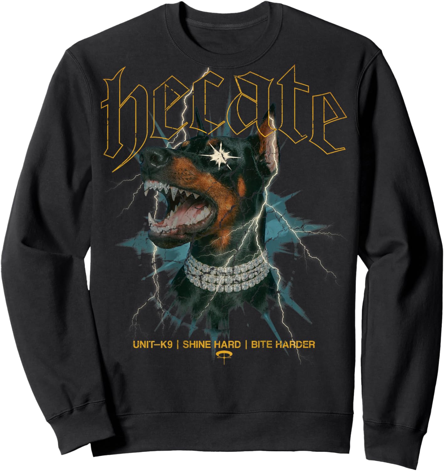 Doberman Dog Vintage Streetwear Urban Hip Hop Y2K (ON Back) Sweatshirt - Sweatshirt | Black