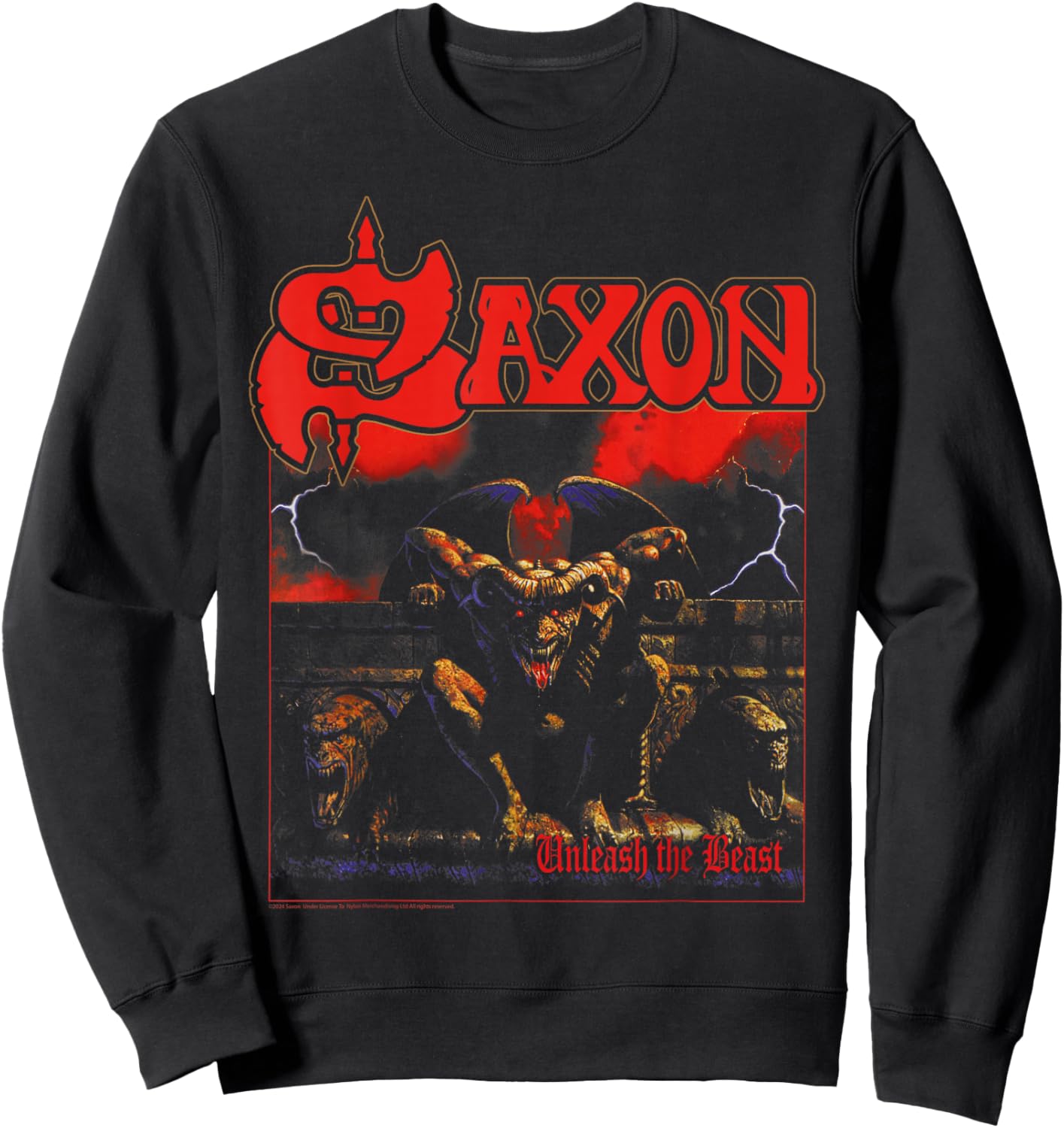 Official Saxon Heavy Metal Unleash The Beast Group Retro Sweatshirt - Sweatshirt | Black